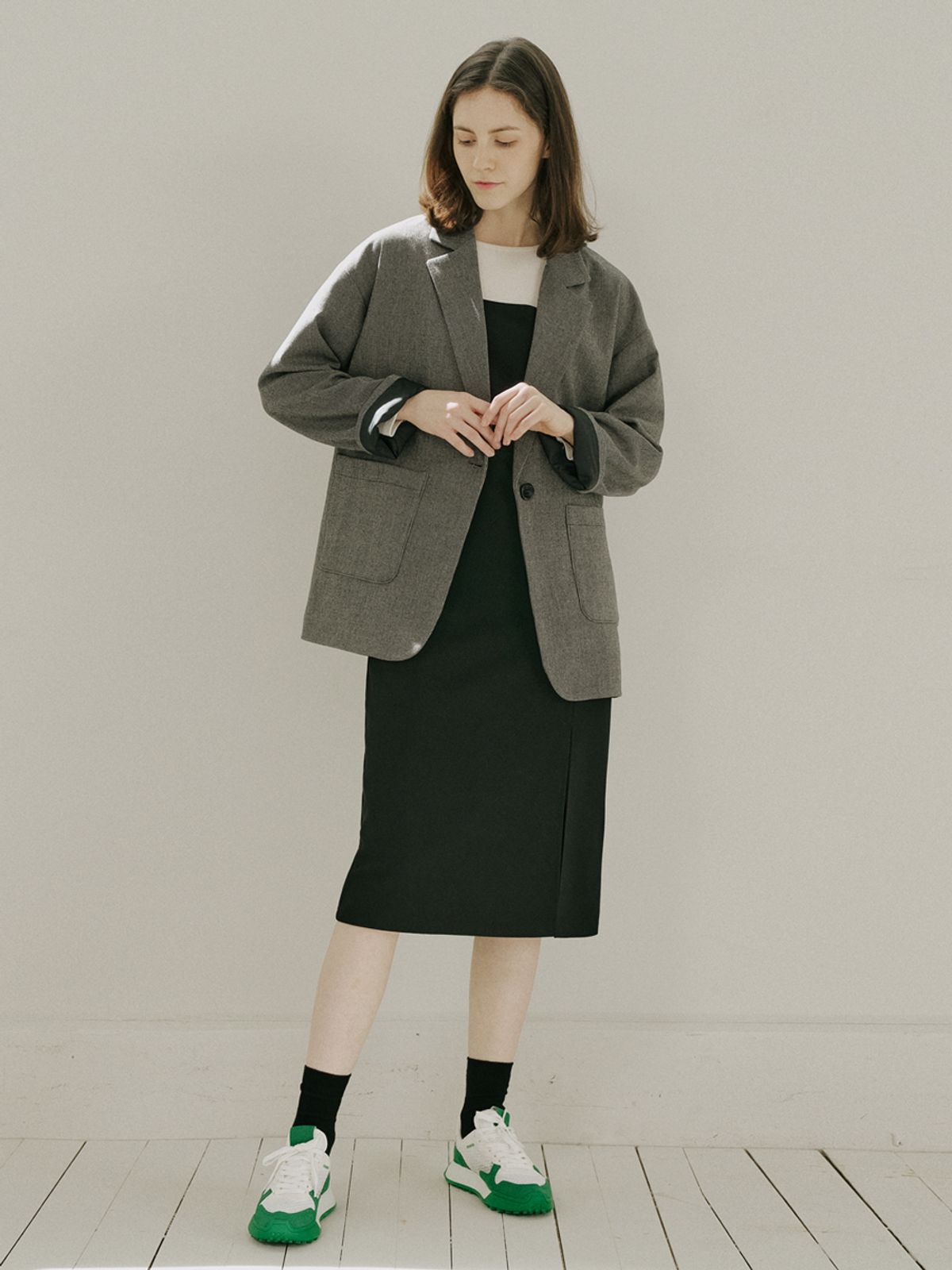 아방(AVANT-G) Small Check Overfit Jacket - Black