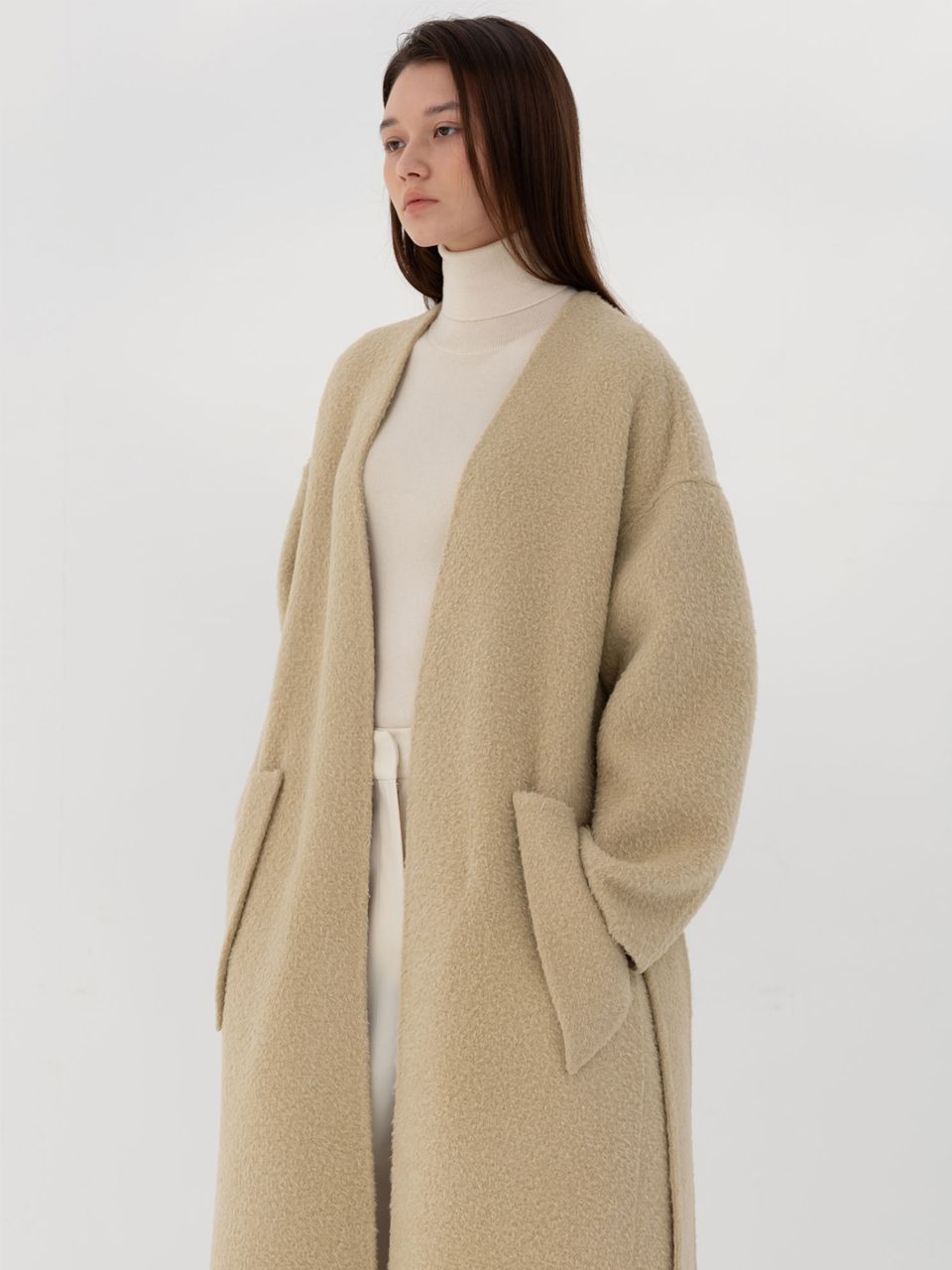 MUSINSA | ARCH THE V Neck Alpaca Handmade Coat