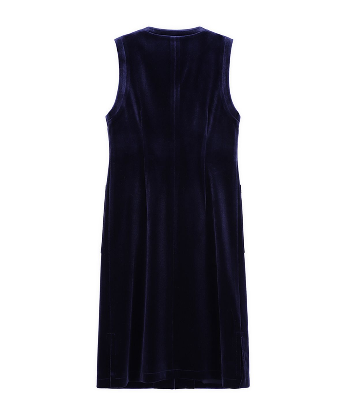 메이크어토스트(MAKE A TOAST) [22FW] VELVET ROUND NECK DRESS - Navy