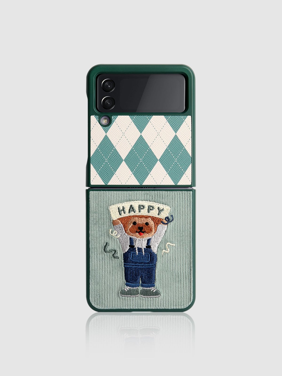 디자인스킨(DESIGNSKIN) 코듀로이 자수 카드 포켓 파티 케이스-그린 비코