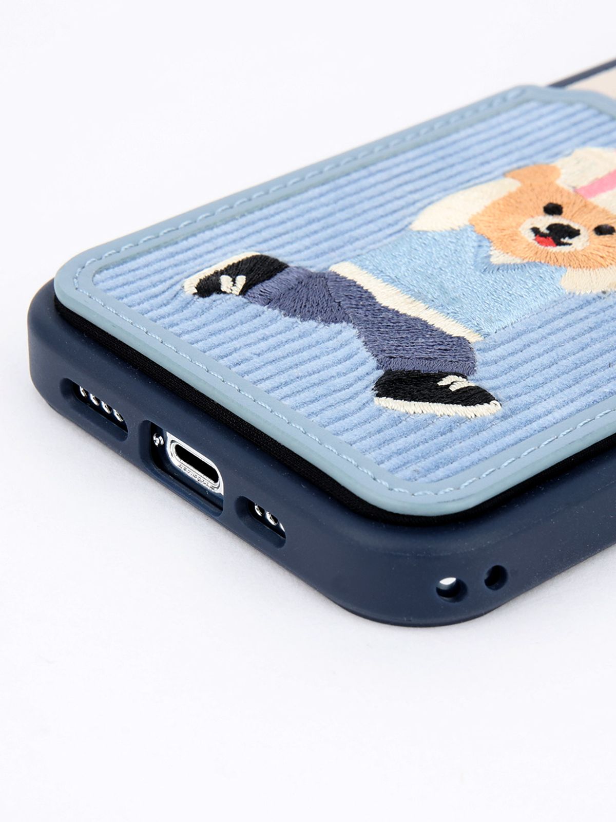 디자인스킨(DESIGNSKIN) 코듀로이 자수 카드 포켓 파티 케이스-그린 비코