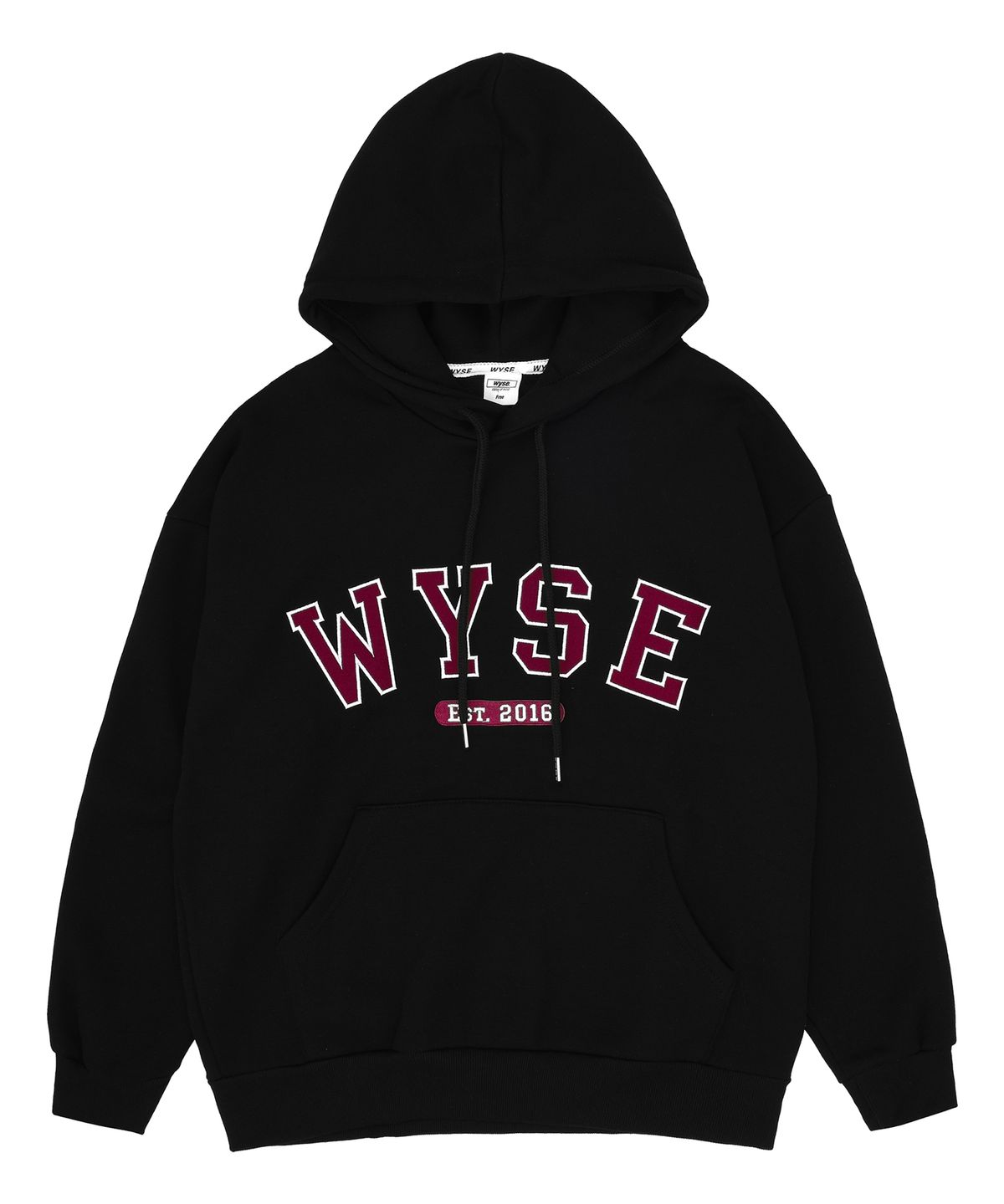 와이즈(WYSE) 베이직 컬리지 로고 후드 블랙