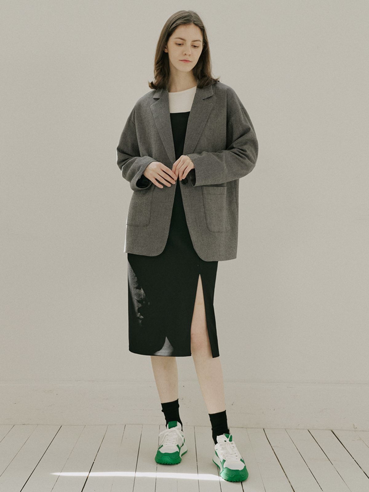 아방(AVANT-G) Black Span Layered Dress - BLACK