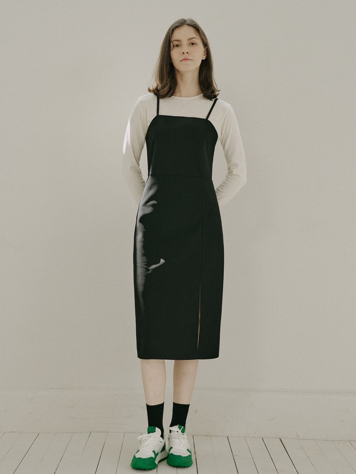 아방(AVANT-G) Black Span Layered Dress - BLACK