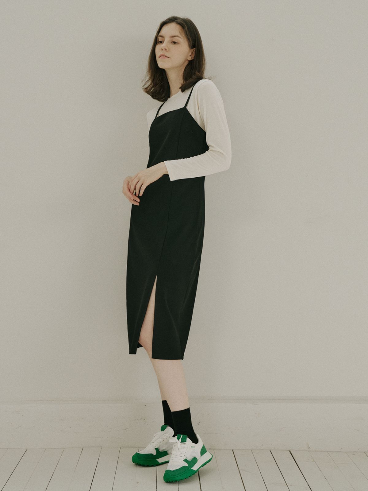 아방(AVANT-G) Black Span Layered Dress - BLACK
