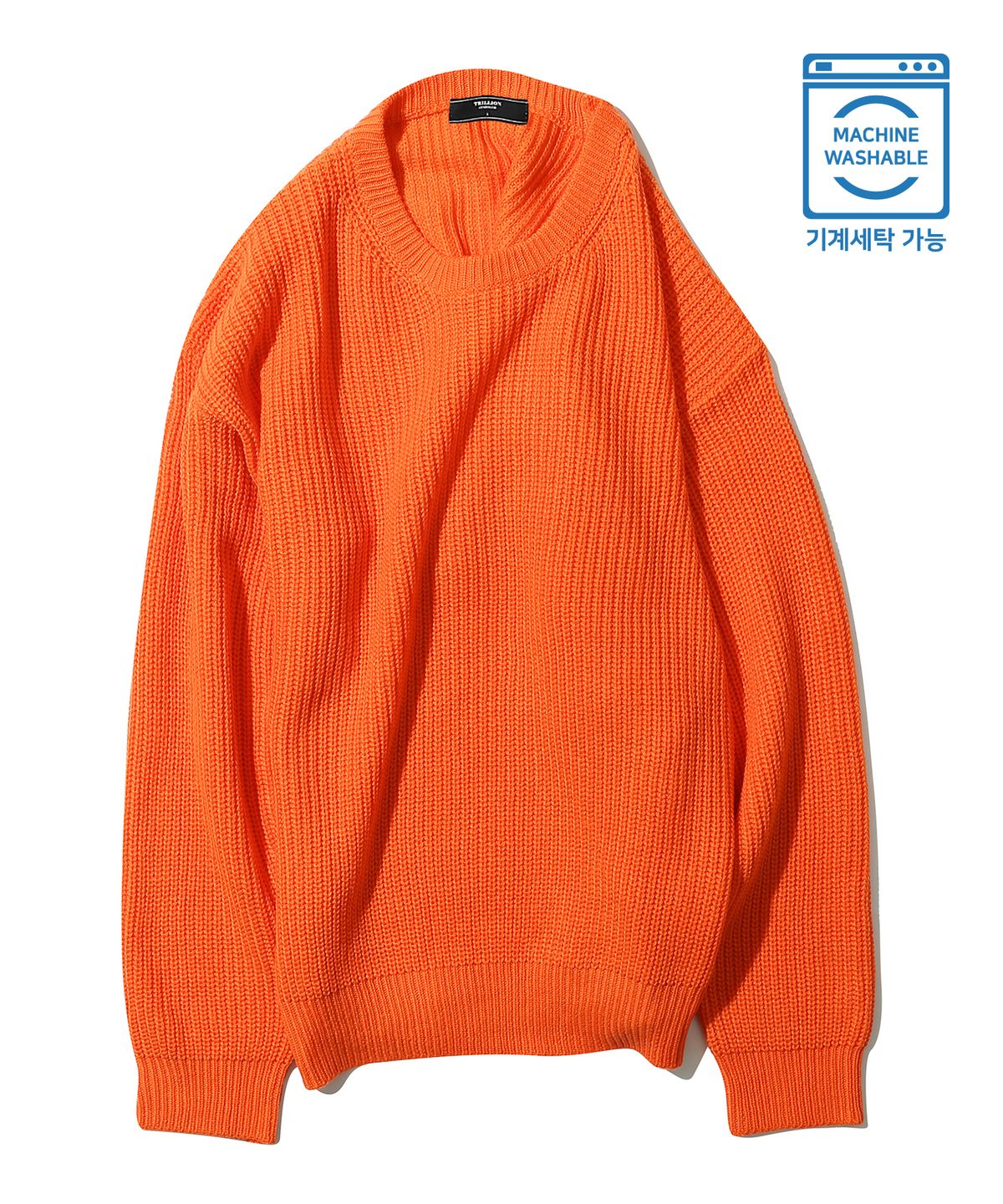 트릴리온(TRILLION) 워셔블 크루넥 하찌 니트 (CITRUS ORANGE)