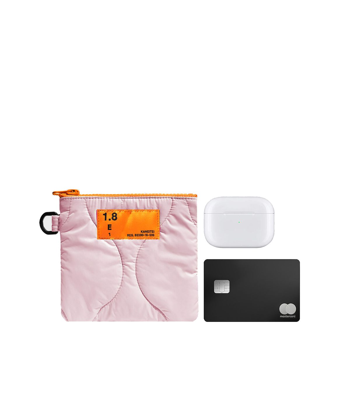 카네이테이(KANEITEI) POM QUILTED FLAT POUCH (PINK) / RECYCLED