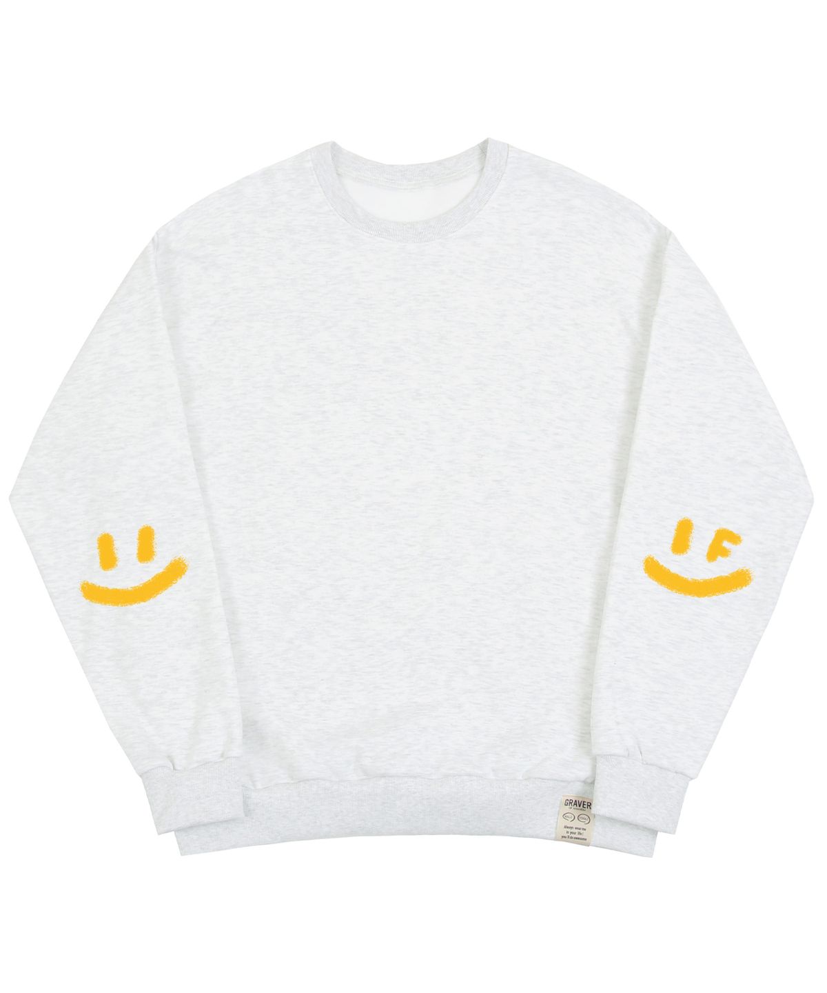 그레이버(GRAVER) [UNISEX]엘보우 스프레이 스마일드로잉 맨투맨_멜란지화이트