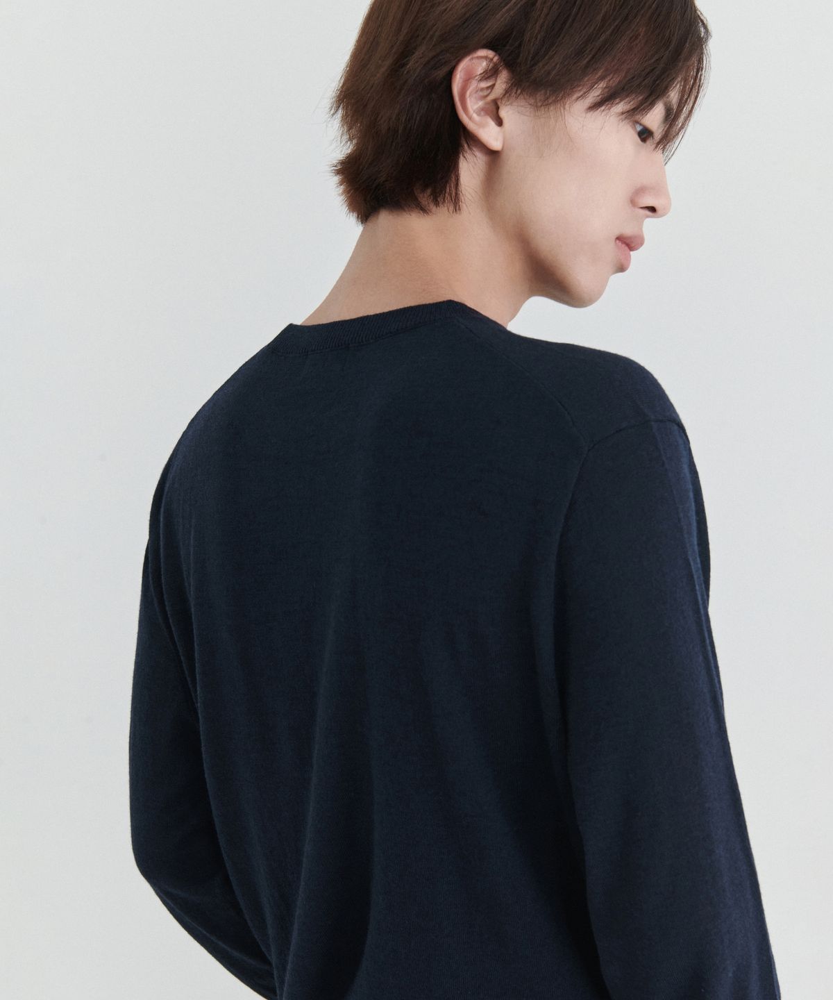 무신사 스탠다드(MUSINSA STANDARD) 메리노 울 블렌드 하이게이지 크루 넥 니트 [네이비]
