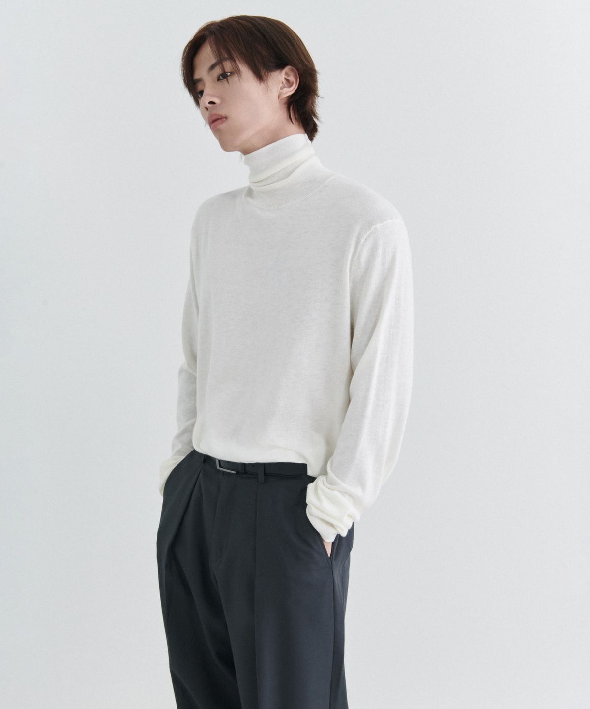 무신사 스탠다드(MUSINSA STANDARD) 메리노 울 블렌드 하이게이지 터틀 넥 니트 [아이보리]