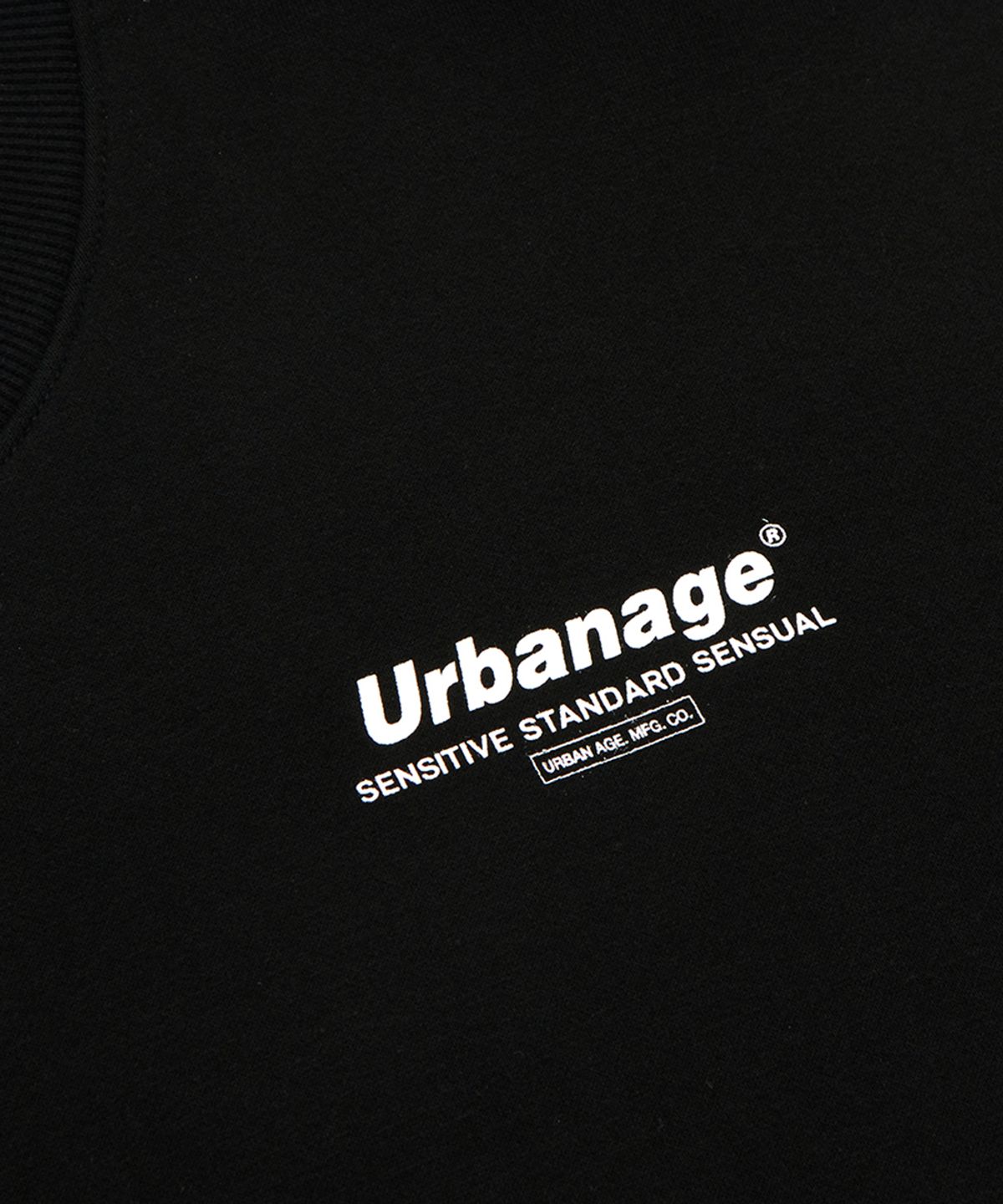 어반에이지(URBANAGE) 컬러센슈얼 오버 기모 맨투맨_블랙