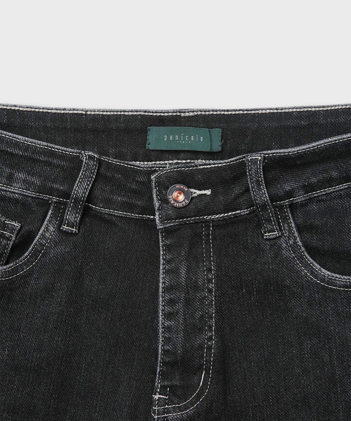 빠니깔레(PANICALE) 블랙 워시드 스판 데님 팬츠