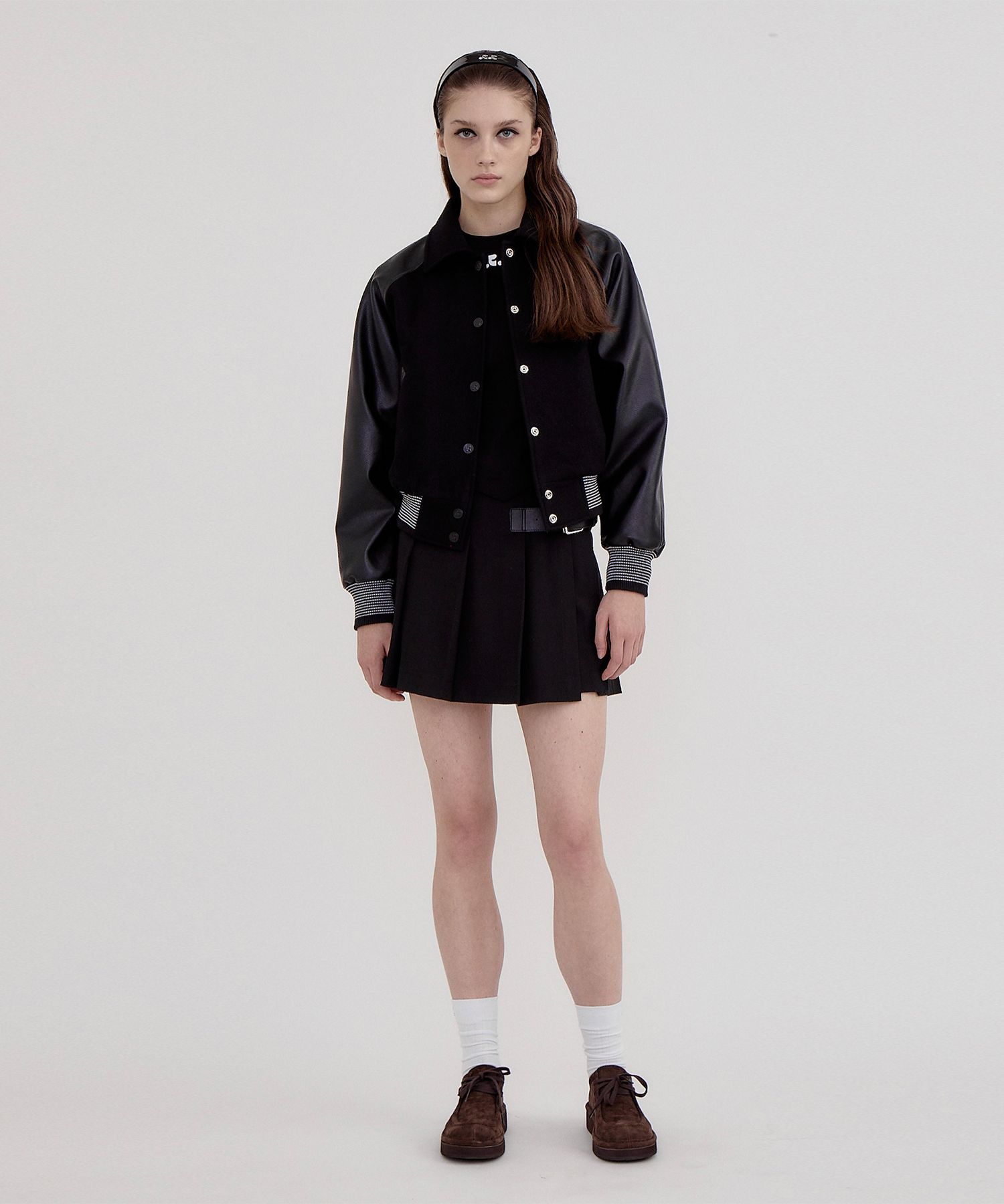 MUSINSA公式 | REST&RECREATION RR LOGO WOOL BOMBER JACKET BLACK