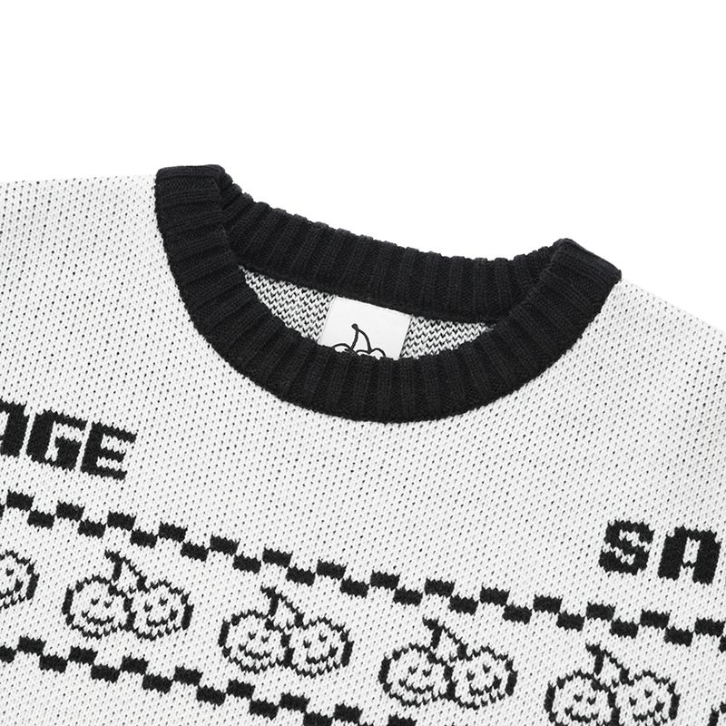 MUSINSA公式 | KIRSH Doodle Cherry Pixel Graphic Knit [White]
