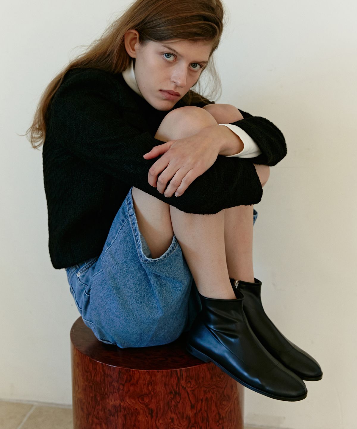 무드나잇(MOODNIGHT) EVAN spanx rounded ankle boots - 3color 라운드 스판 앵클부츠