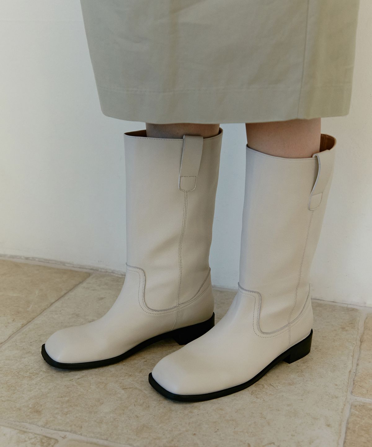 무드나잇(MOODNIGHT) DANIEL square pull on half boots - 4color 3cm 스퀘어 웨스턴 하프부츠