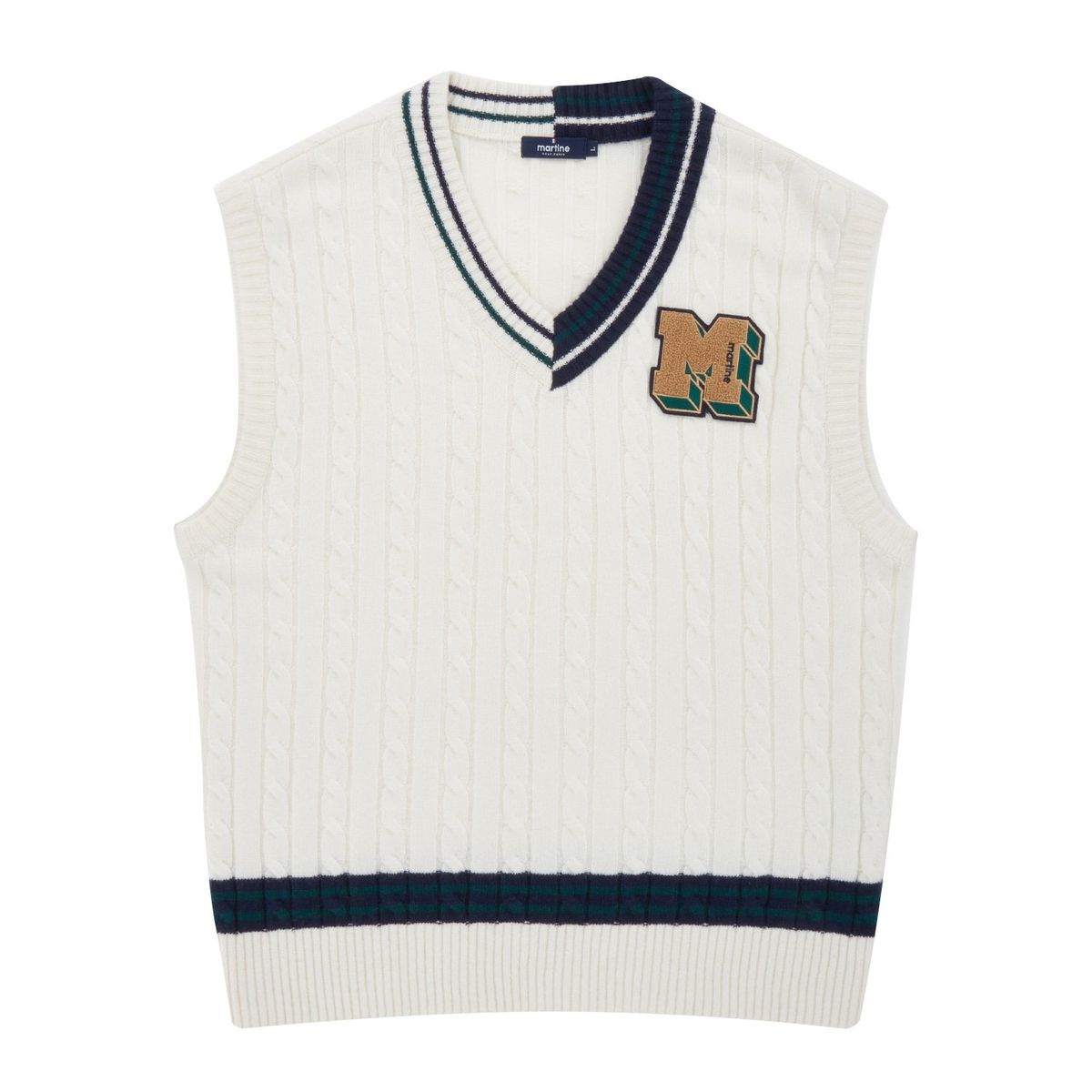 마틴골프(MARTINE GOLF) Cable V-Neck Knit Vest_Ivory (Men)