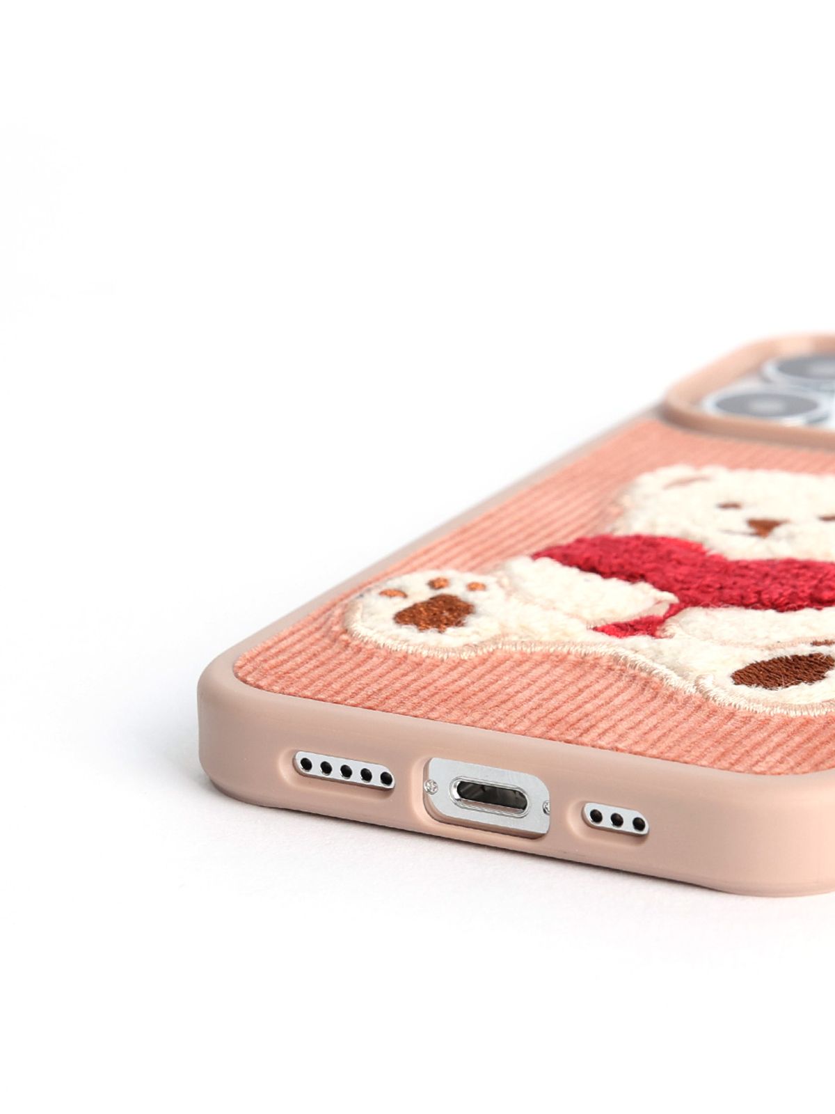 디자인스킨(DESIGNSKIN) 코듀로이 부클 빅베어 케이스-핑크
