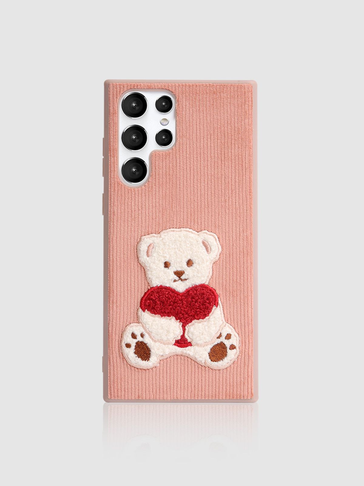 디자인스킨(DESIGNSKIN) 코듀로이 부클 빅베어 케이스-핑크