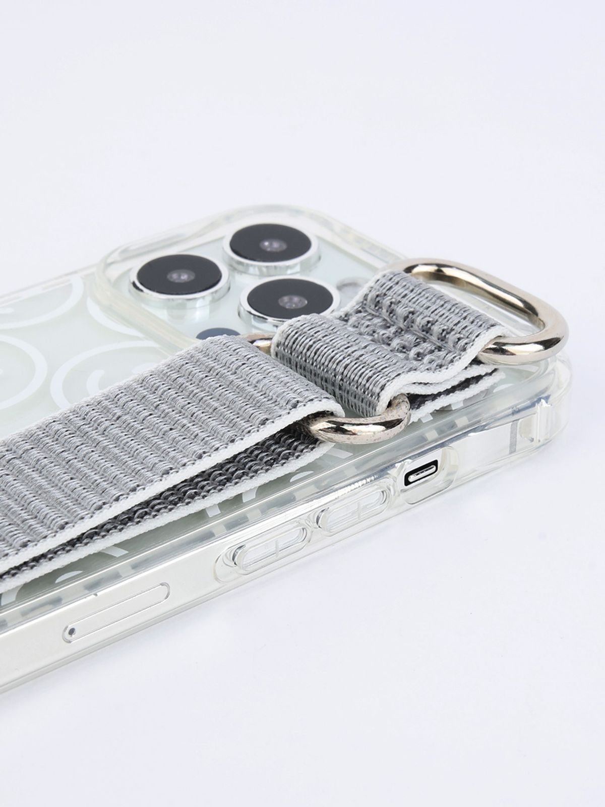 디자인스킨(DESIGNSKIN) 아이폰 15/14 피닉스 프로 스포티스트랩 케이스-스마일 그레이