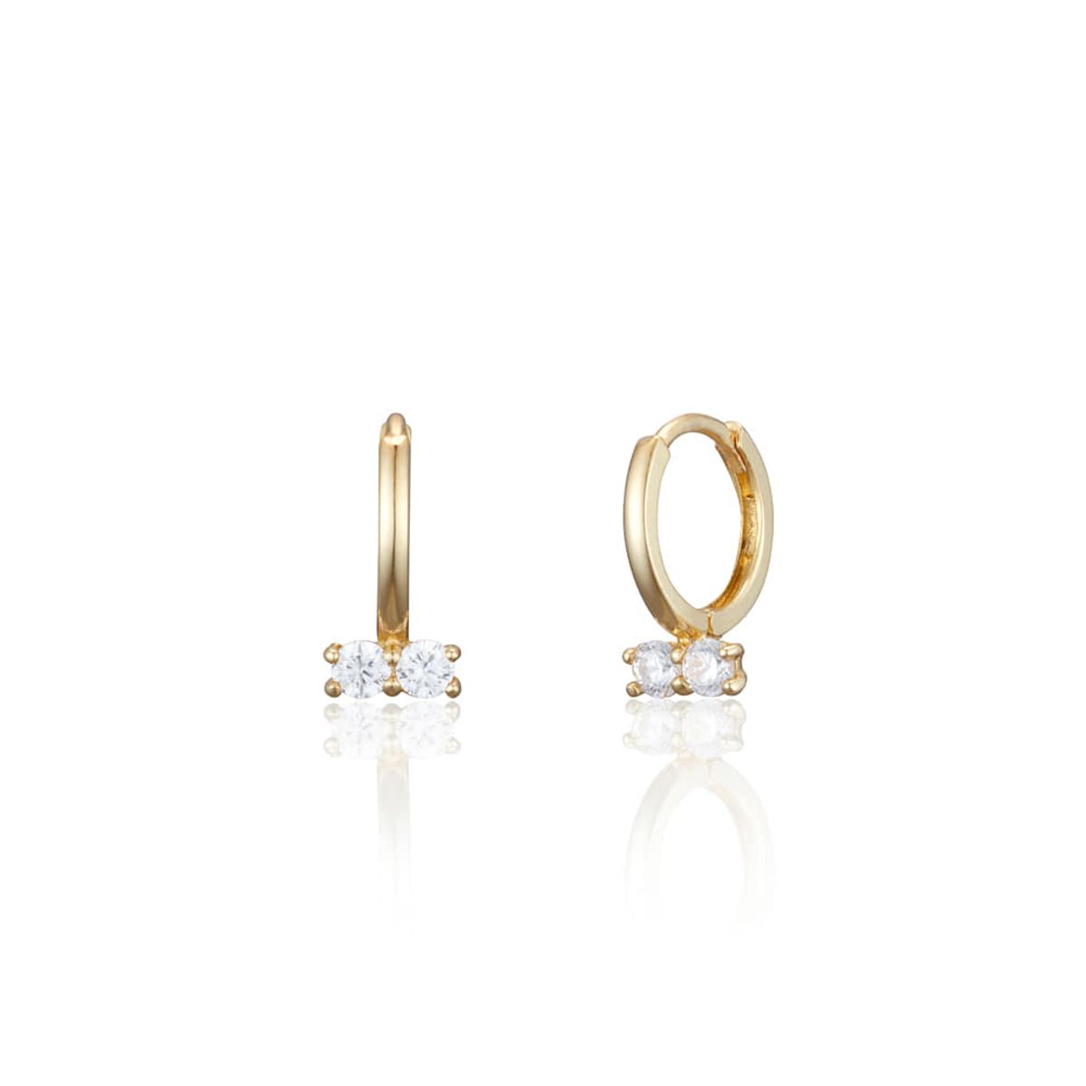룬느(LUNNE) 14k 더블 큐 원터치 링 귀걸이 (14k골드) #L01