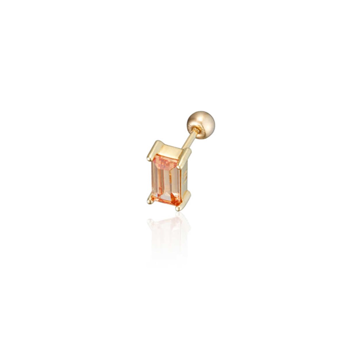 룬느(LUNNE) 14k 샴페인 바게트 큐빅 피어싱 (14k골드) #L09