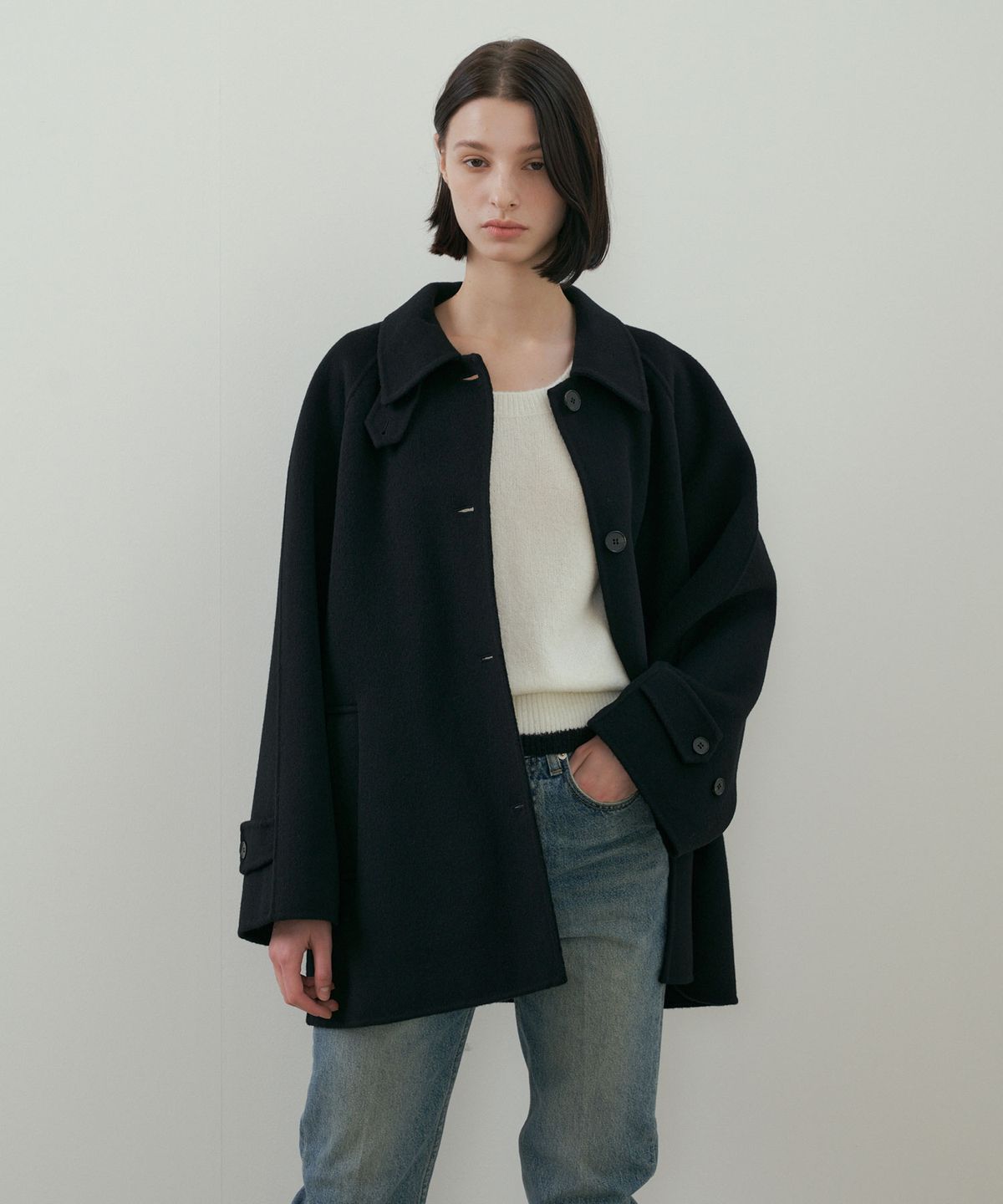 링서울(LINGSEOUL) handmade wool half coat-black