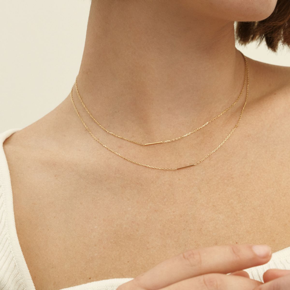 룬느(LUNNE) 14k 바게트 스틱 바 목걸이 (14k골드) #A14