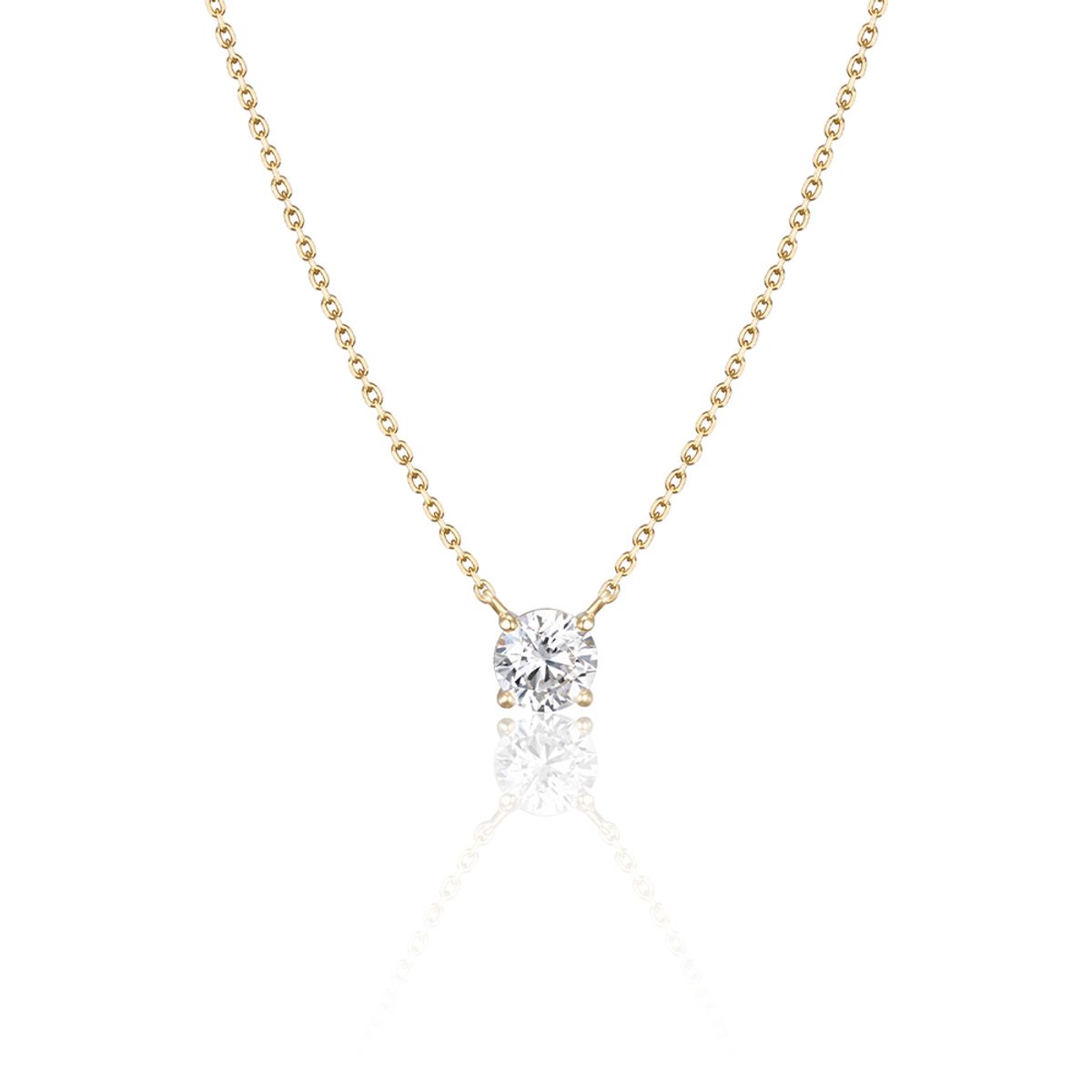 룬느(LUNNE) 14k 라운드 브릴리언트 0.5캐럿 모이사나이트 목걸이 (14k골드) #MON01