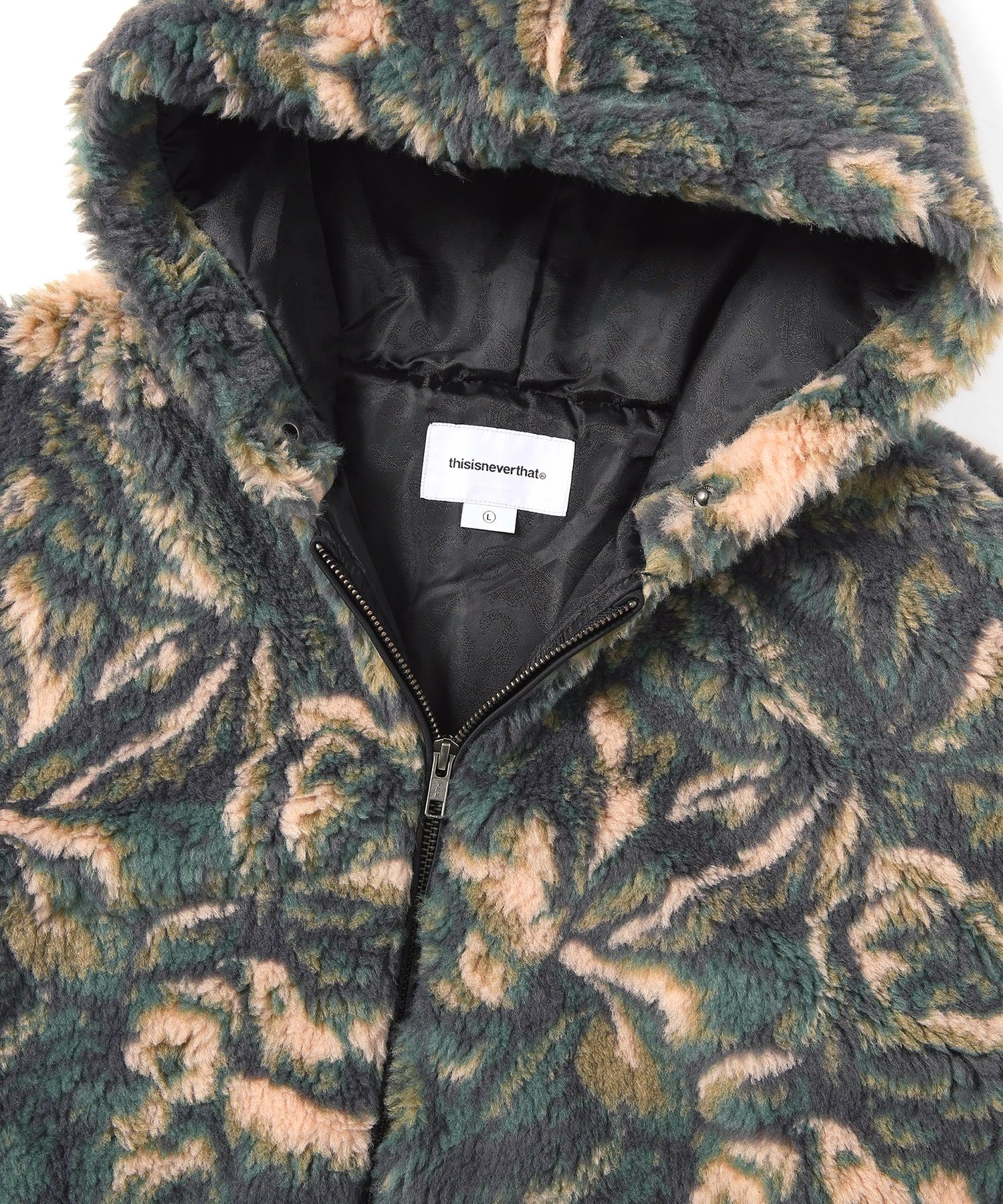 MUSINSA公式 | thisisneverthat Floral Faux Fur Jacket Green