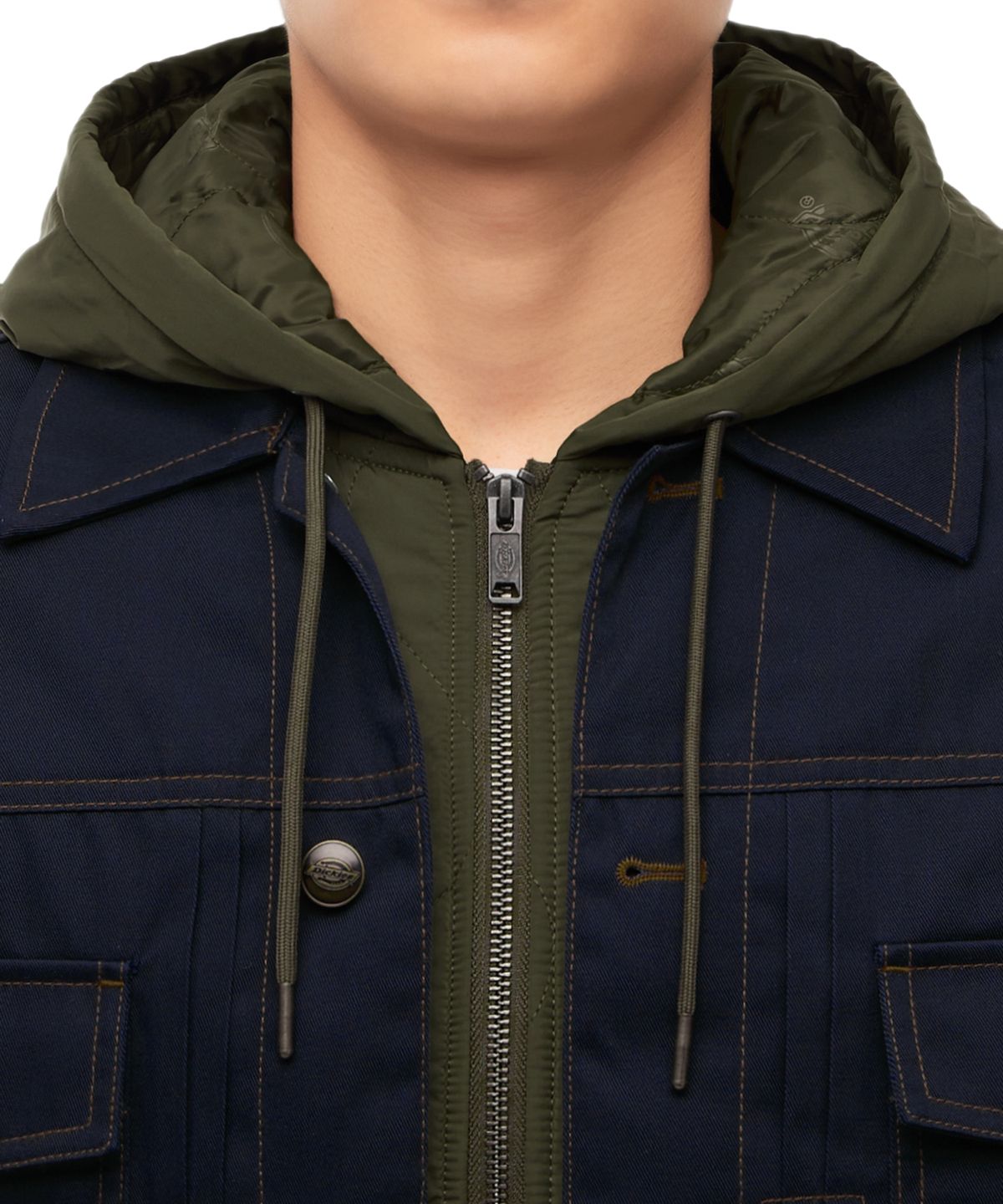 디키즈(DICKIES) 트윌 미드 후드 패디드 자켓 네이비