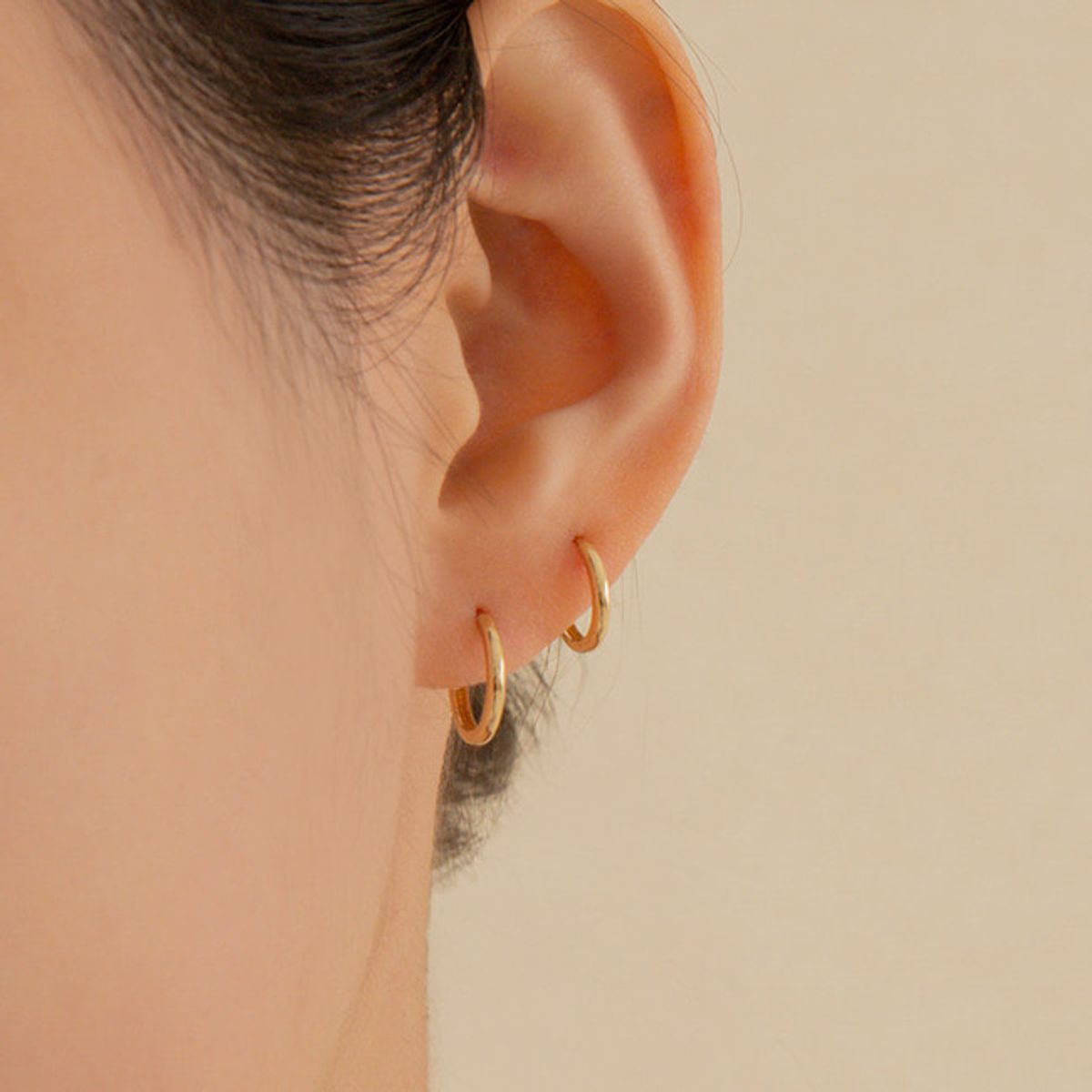 룬느(LUNNE) 14k 심플 라운드 원터치 링 귀걸이 (14k골드) A01