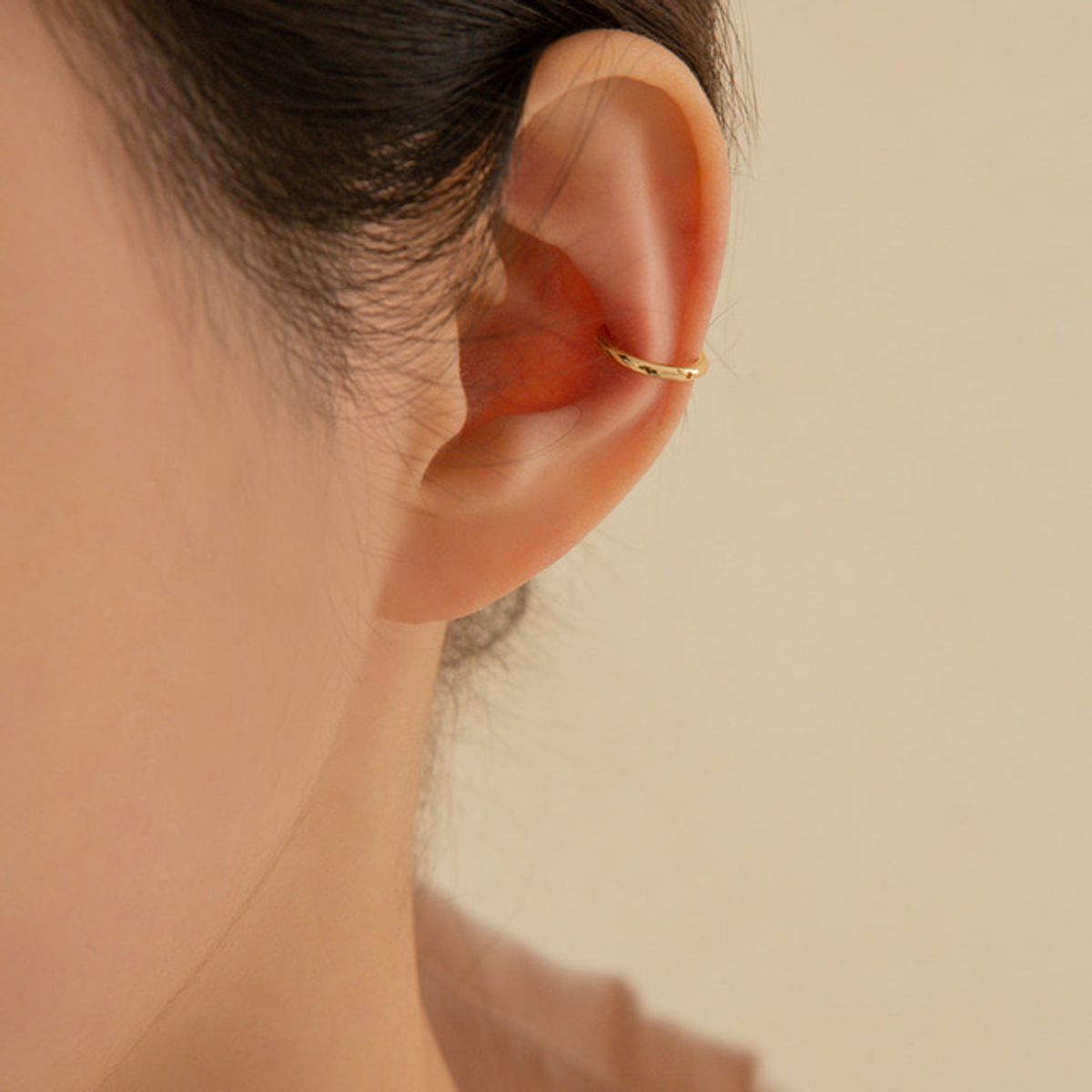 룬느(LUNNE) 14k 심플 라운드 원터치 링 귀걸이 (14k골드) A01