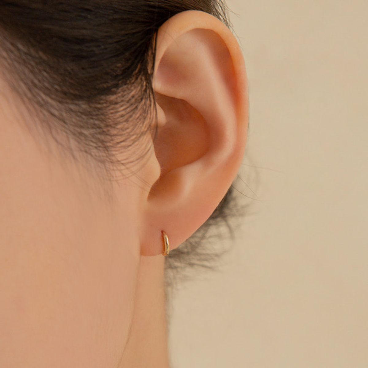 룬느(LUNNE) 14k 심플 라운드 원터치 링 귀걸이 (14k골드) A01