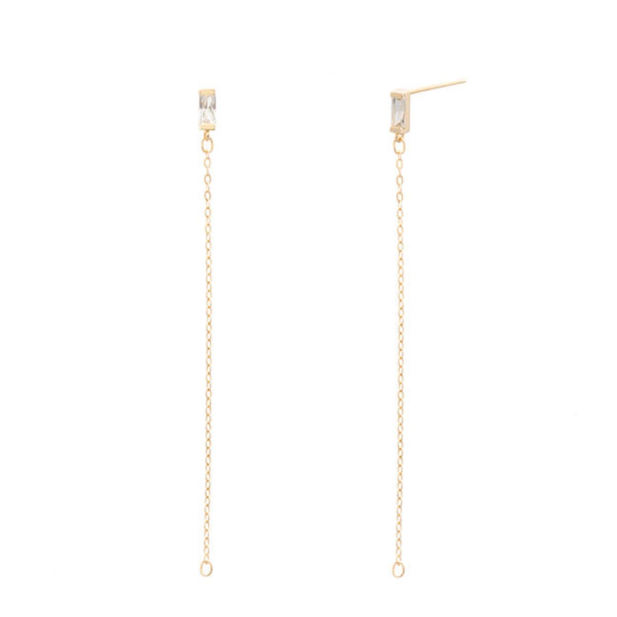 룬느(LUNNE) 14k 바게트 체인 드롭 귀걸이 (14k골드) A12