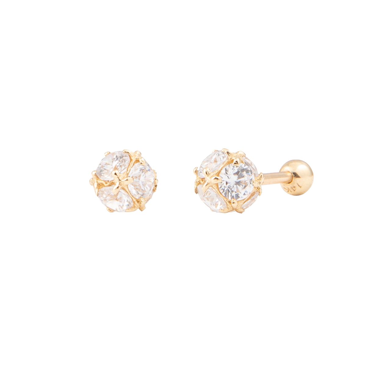 룬느(LUNNE) 14k 큐브볼 큐빅 피어싱 (바두께1mm) (14k골드) C06