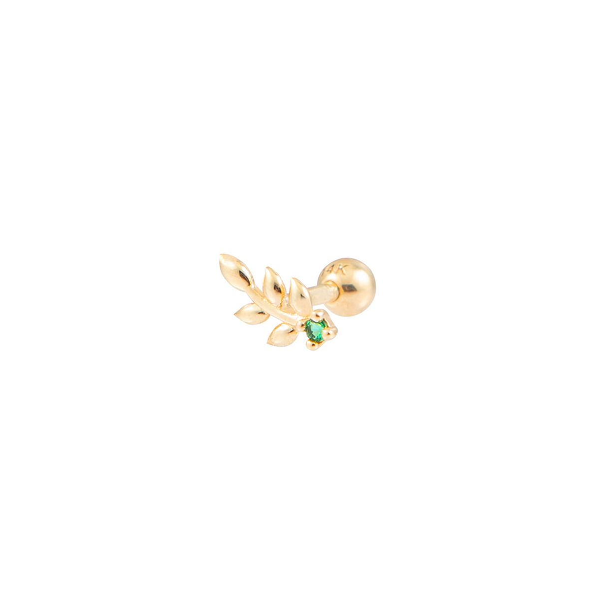 룬느(LUNNE) 14k 월계수 에메랄드 피어싱 (14k골드) C14