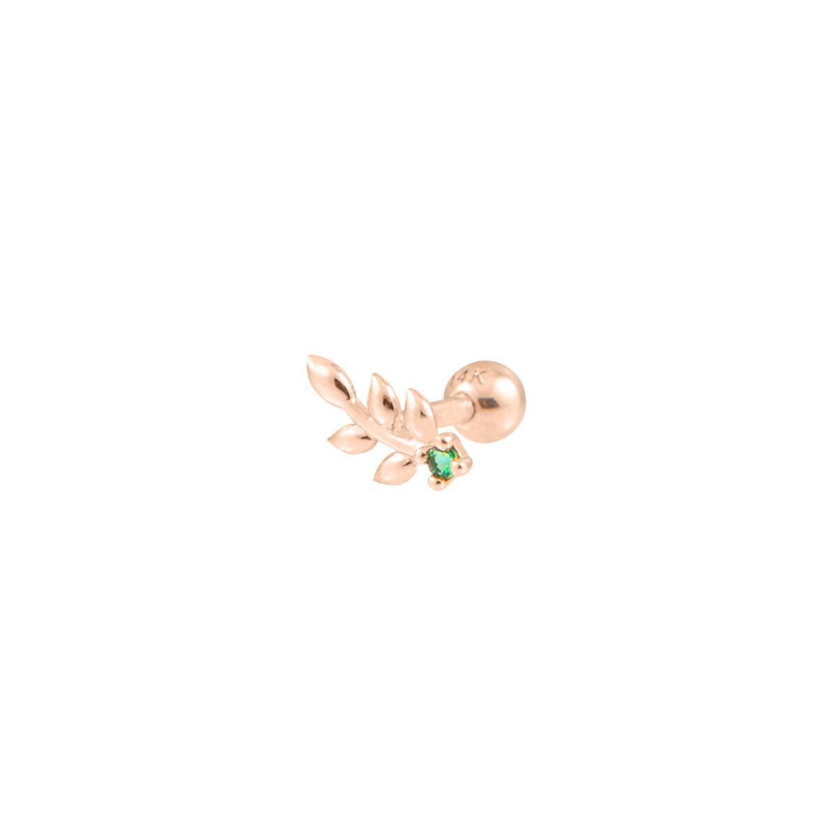 룬느(LUNNE) 14k 월계수 에메랄드 피어싱 (14k골드) C14
