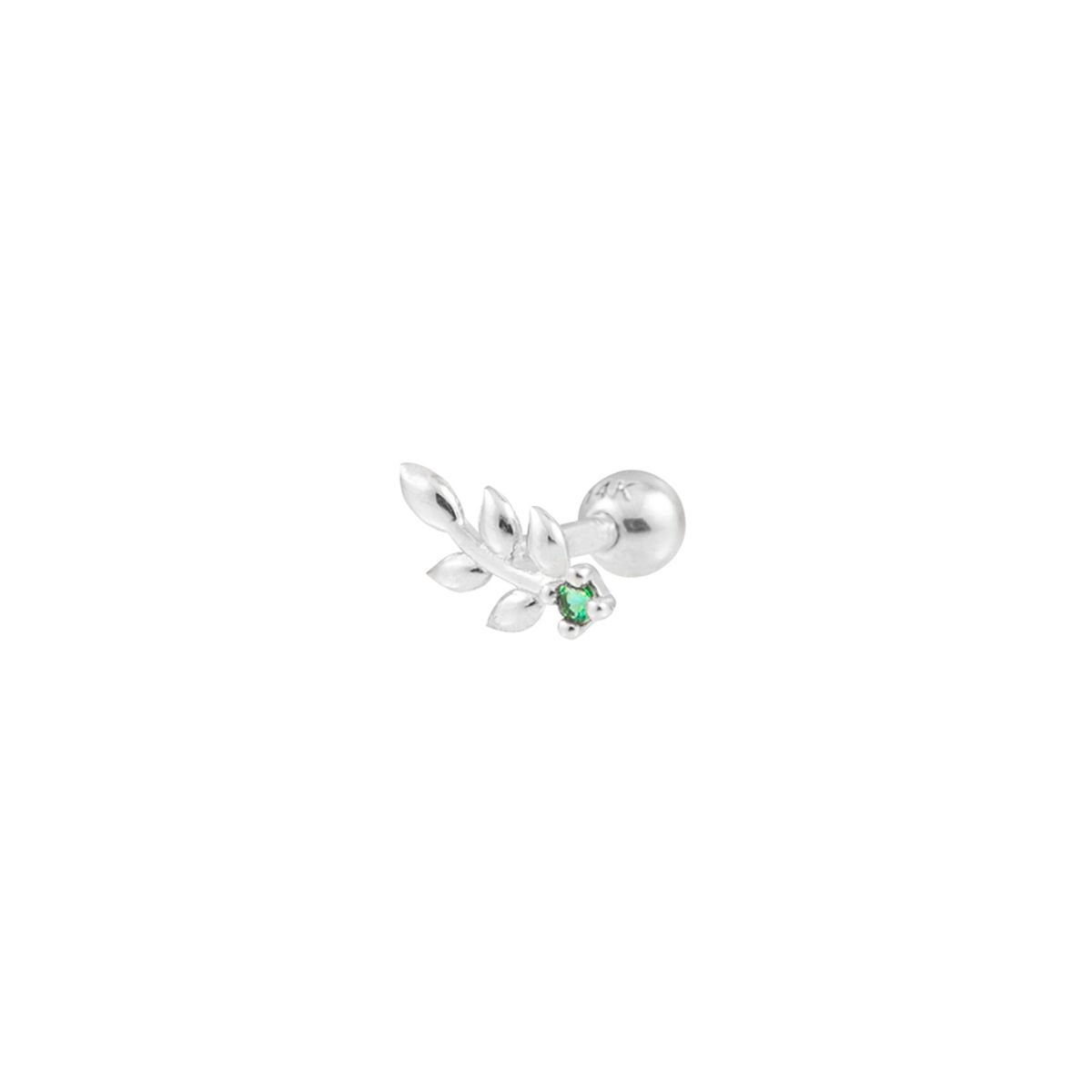 룬느(LUNNE) 14k 월계수 에메랄드 피어싱 (14k골드) C14