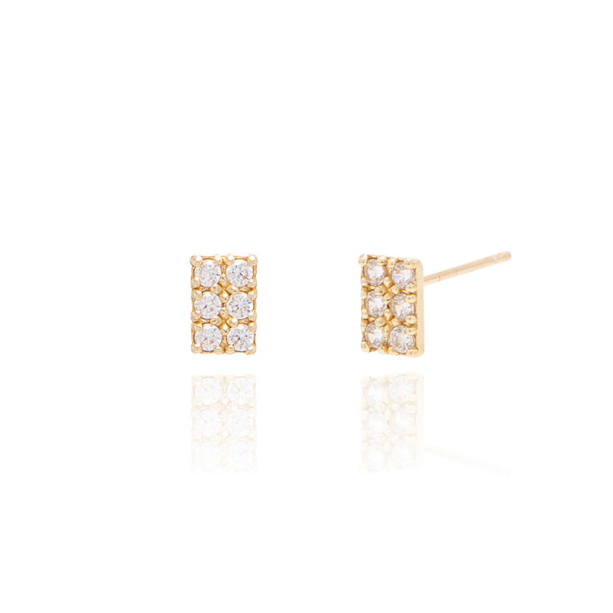 룬느(LUNNE) 14k 스퀘어 파베 큐 귀걸이 (14k골드) #E19