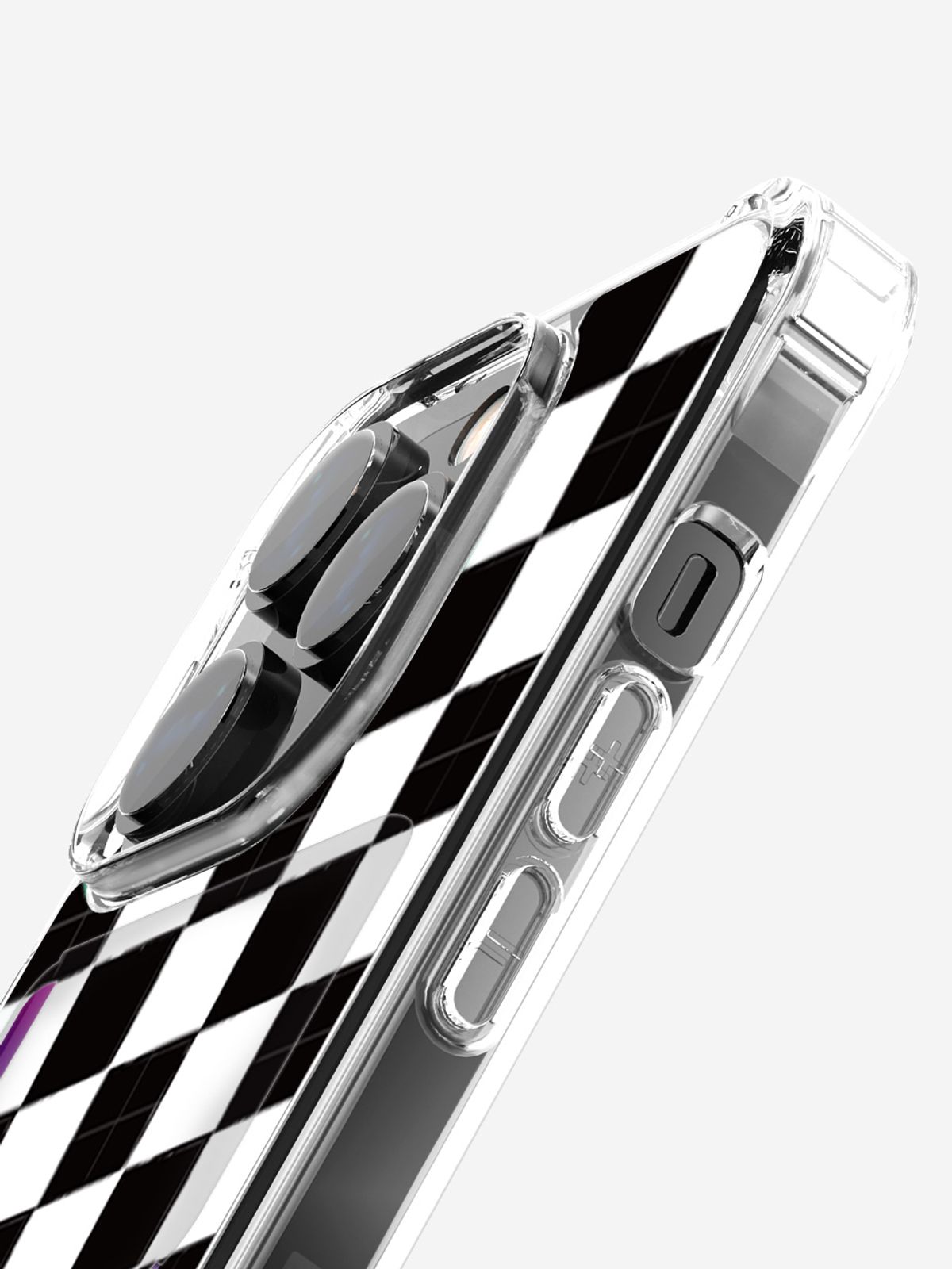 디자인스킨(DESIGNSKIN) 아이폰14/프로/플러스/프로맥스 피닉스 프로 카드슬롯 그래픽 케이스-체커보드/블랙