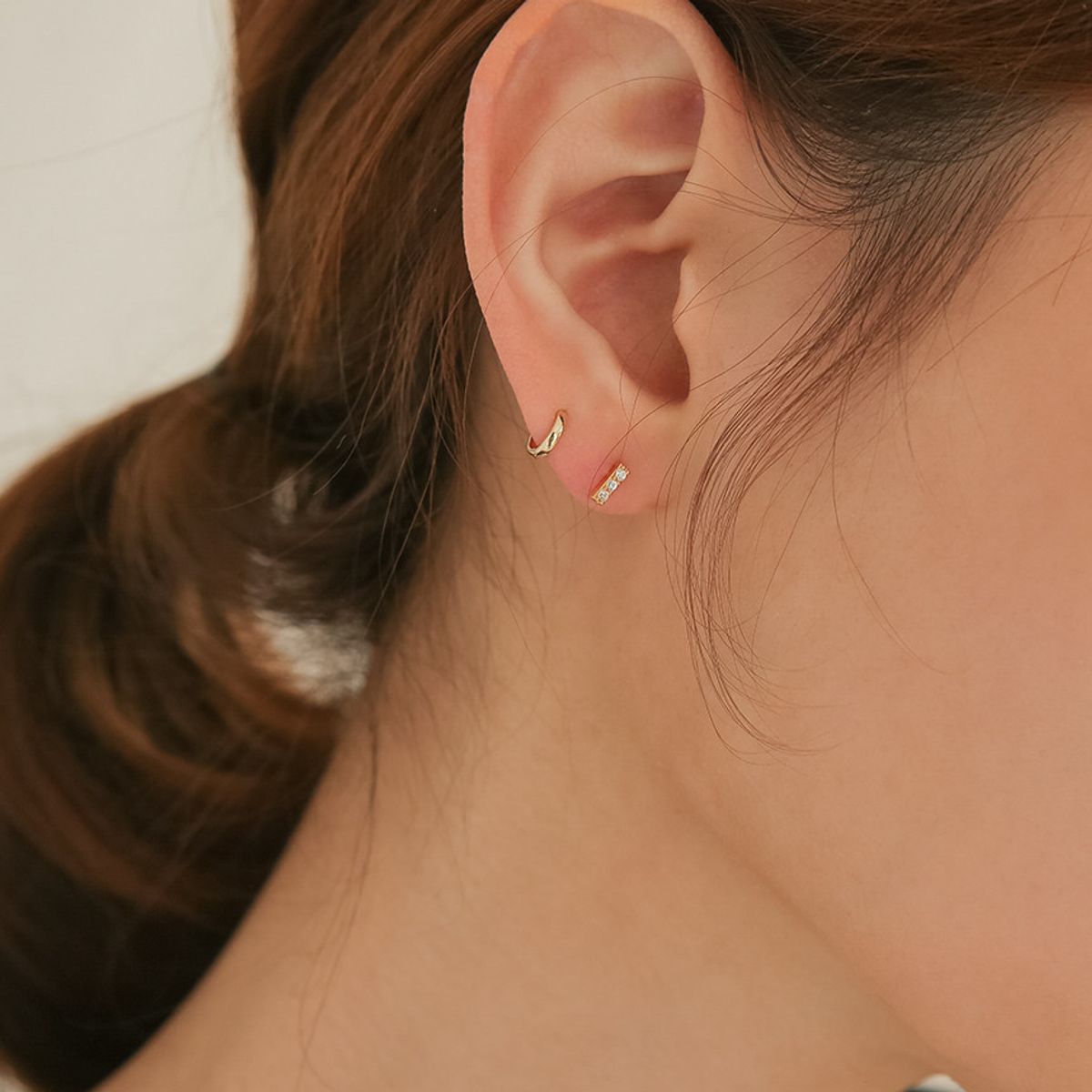 룬느(LUNNE) 14k 라운드 미니 원터치 링 귀걸이 (14K골드) #ER05