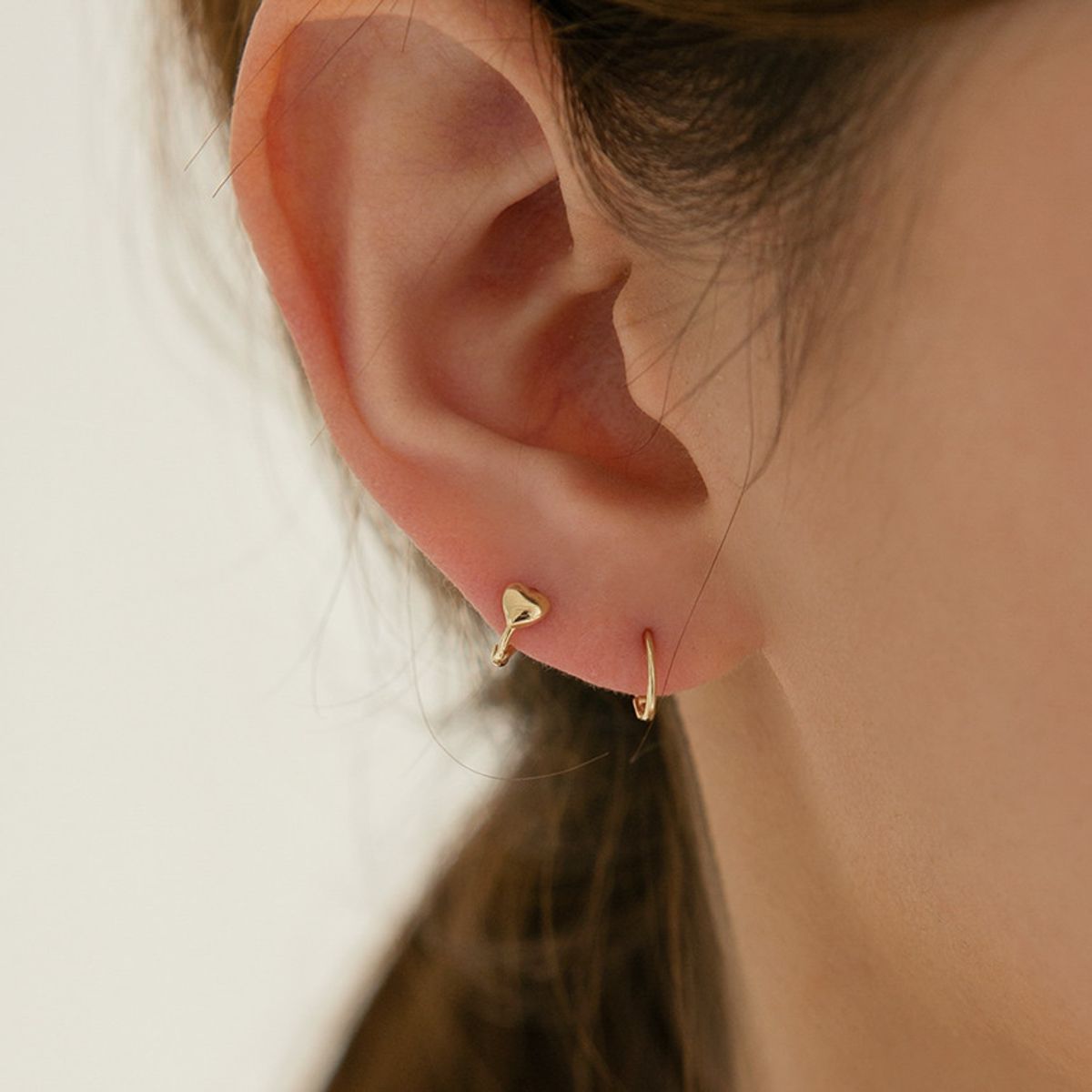 룬느(LUNNE) 14k 미니 하트 6mm 원터치 귀걸이 (14k골드) #ER08