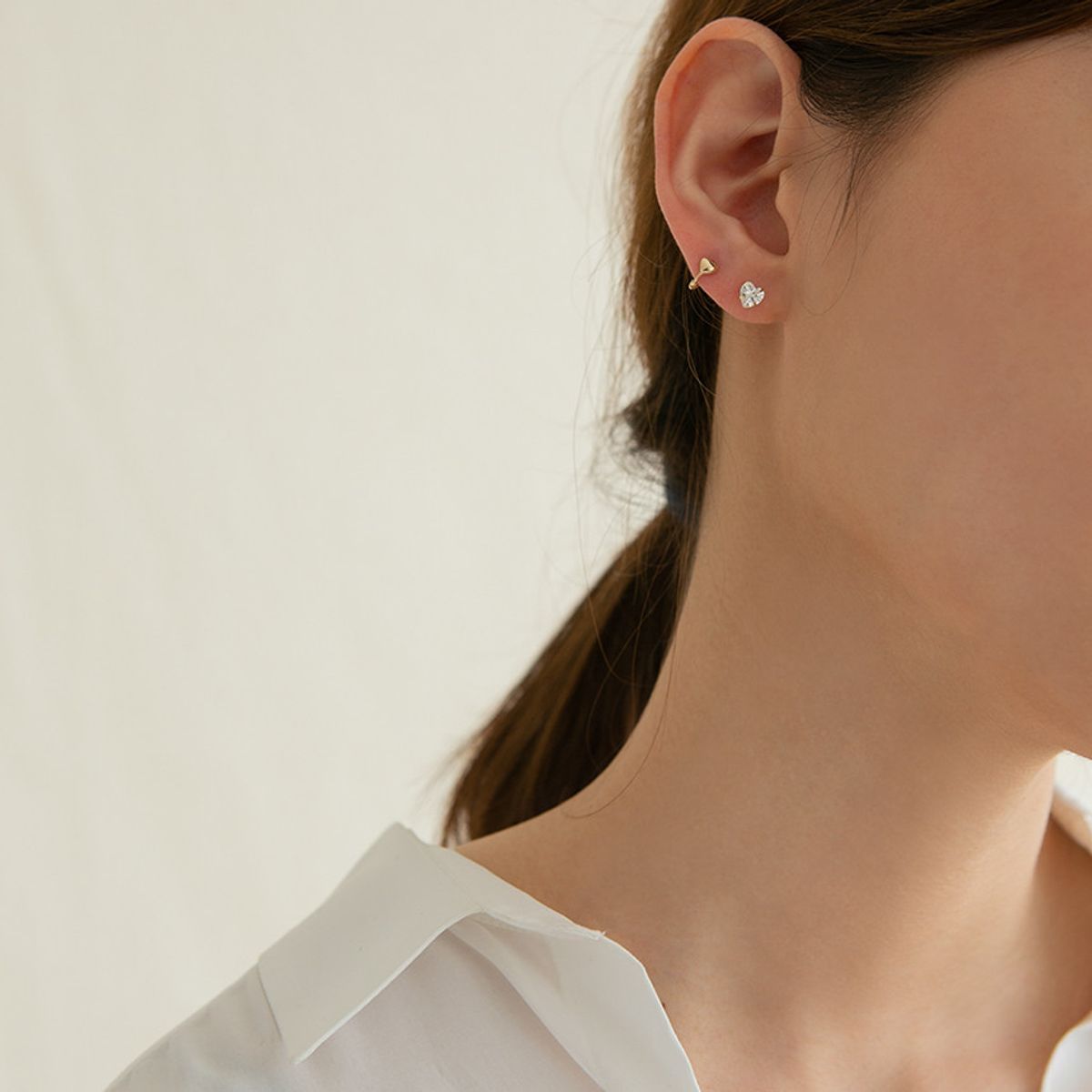 룬느(LUNNE) 14k 미니 하트 6mm 원터치 귀걸이 (14k골드) #ER08