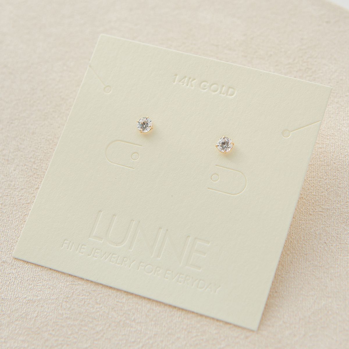 룬느(LUNNE) 14k 심플 큐빅 귀걸이 (14k골드) #ES01