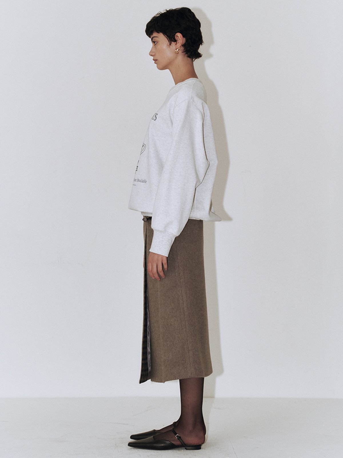 플로우먼(FLOWOMEN) Bookclub Crewneck Sweatshirt_White Melange
