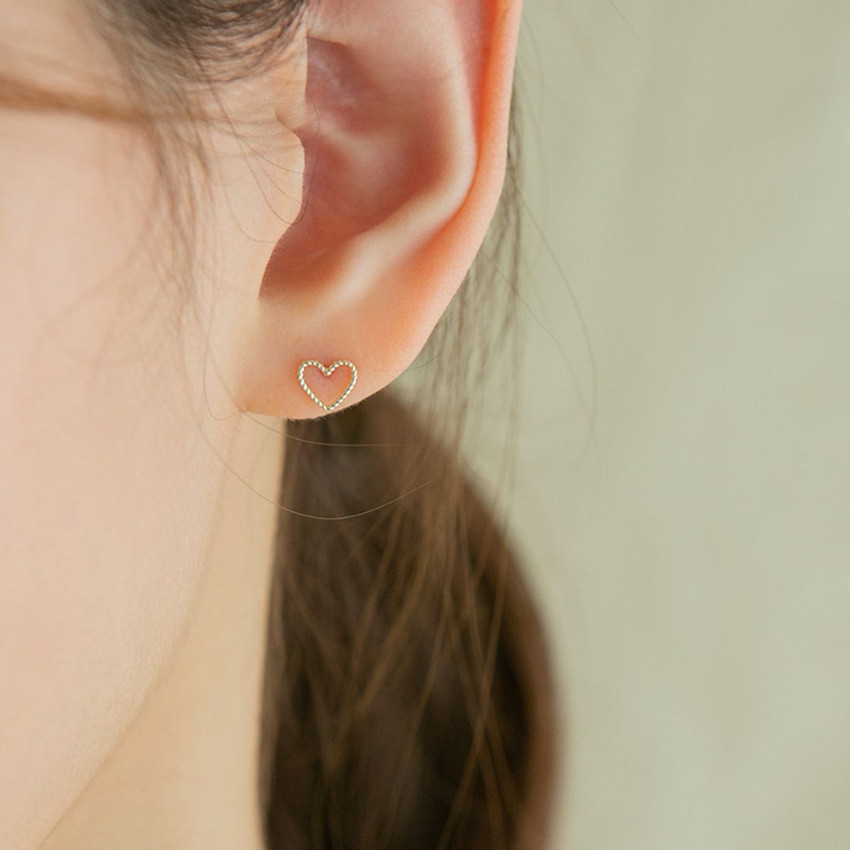 룬느(LUNNE) 14k 도트 라인 하트 귀걸이 (14k골드) #ES16