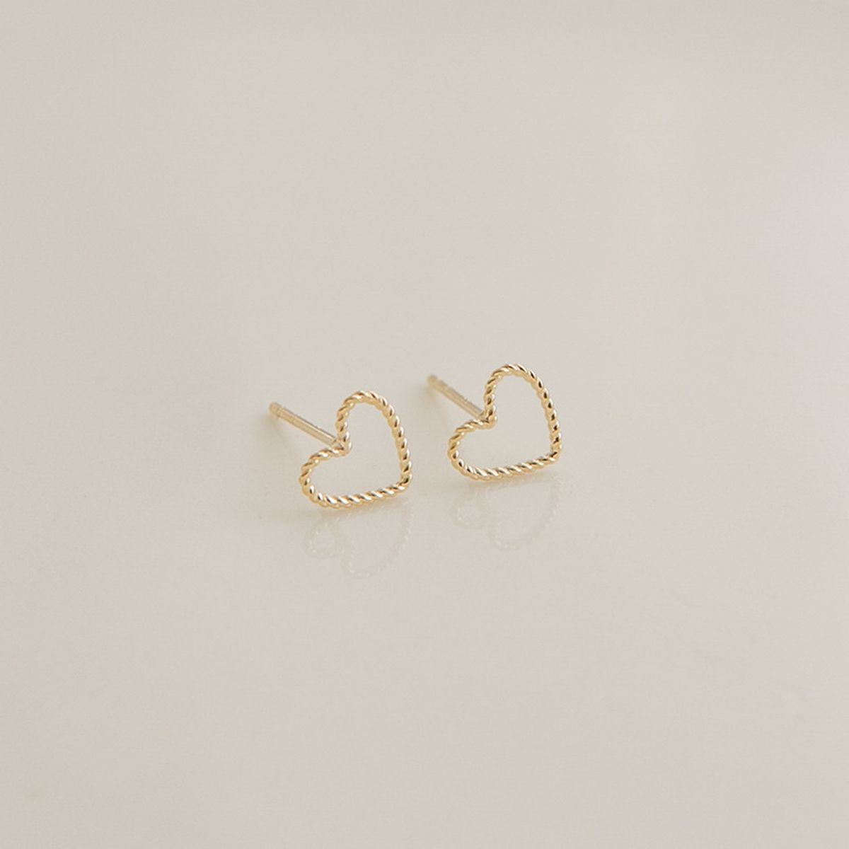 룬느(LUNNE) 14k 도트 라인 하트 귀걸이 (14k골드) #ES16