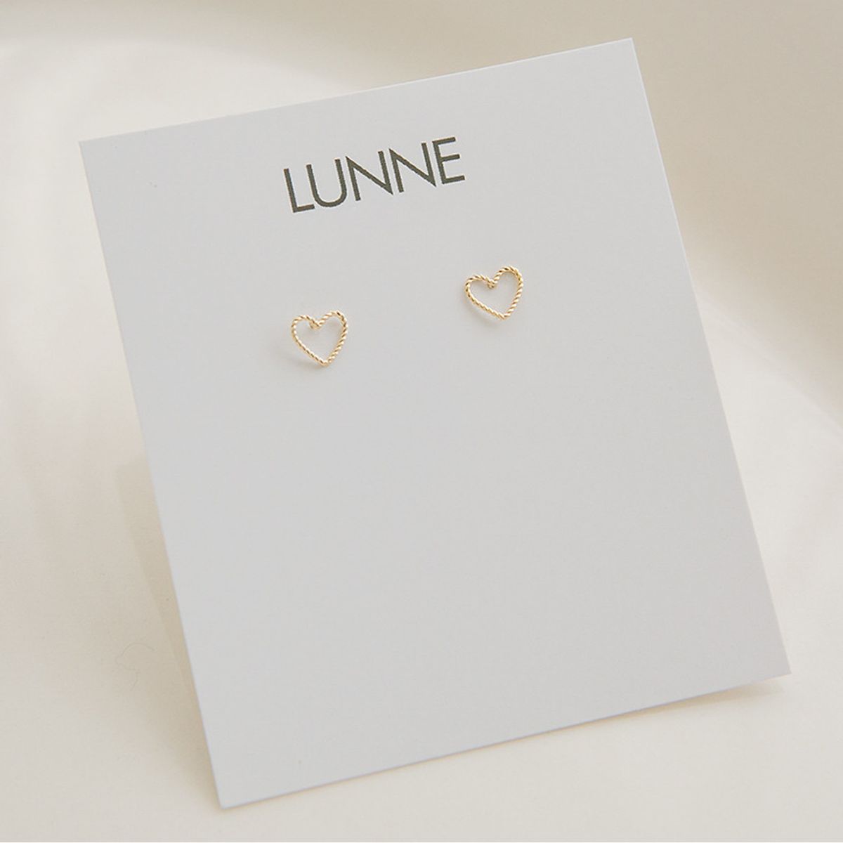 룬느(LUNNE) 14k 도트 라인 하트 귀걸이 (14k골드) #ES16