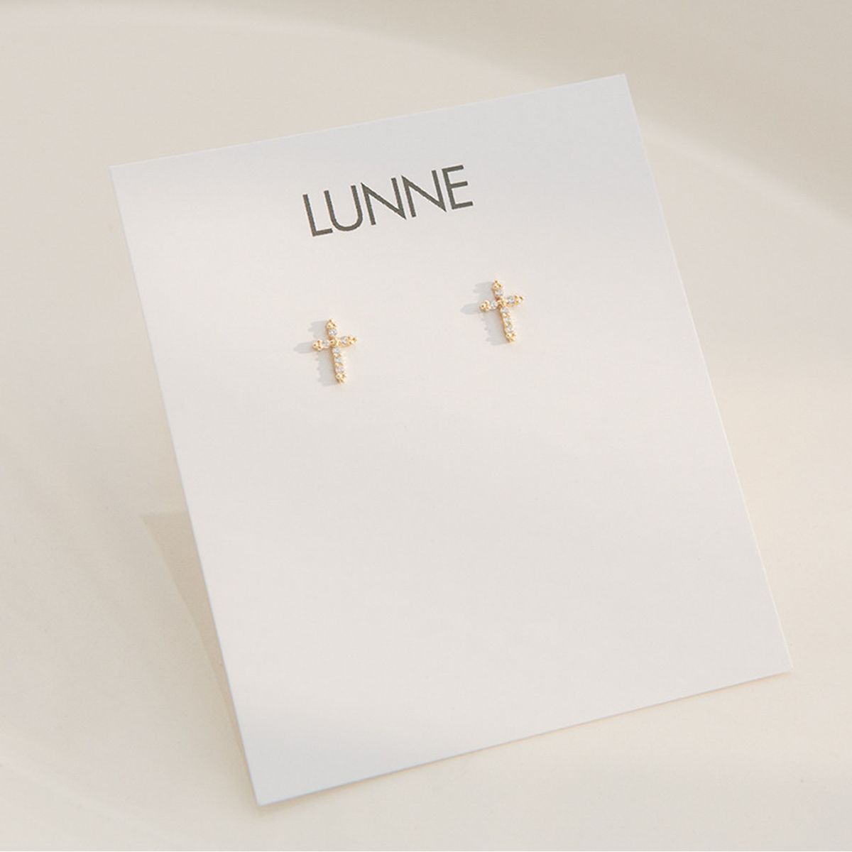 룬느(LUNNE) 14k 큐빅 십자가 귀걸이 (14k골드) #ES23
